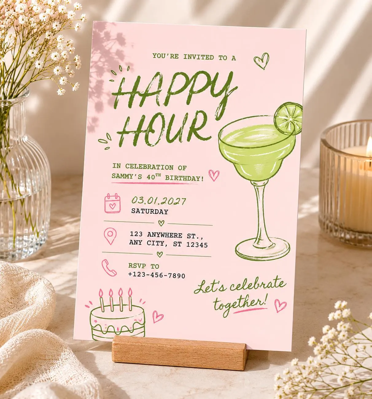 Happy Hour Birthday Invitation Template - image 3