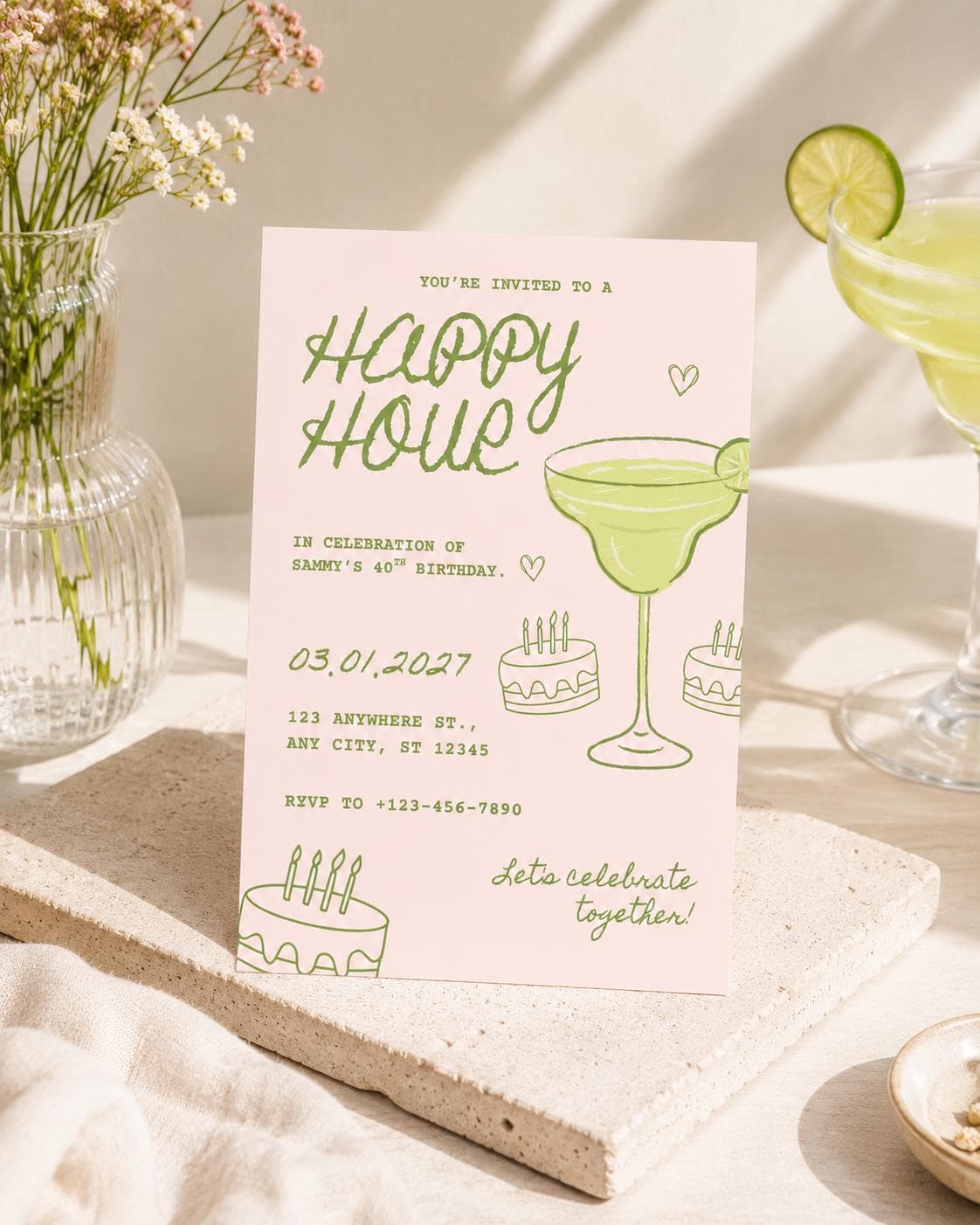 Happy Hour Birthday Invitation Template