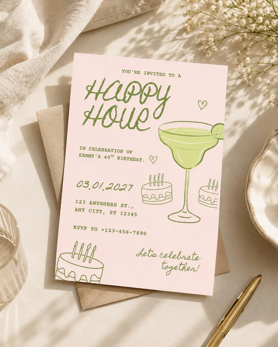 Happy Hour Birthday Invitation Template - image 2