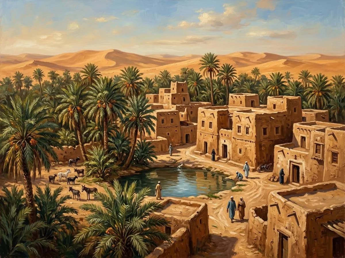 Libyan Desert Oasis Oil Painting | Africa Heritage Wall Art | Handmade Canvas, Made to Order - image 3