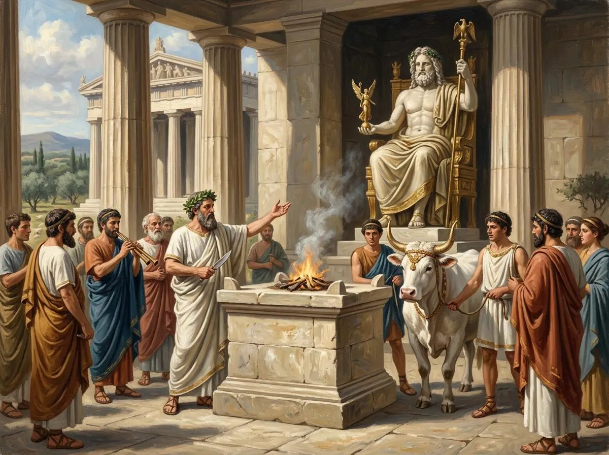 Sacrifice To Zeus Oil Painting | Ancient Greece Wall Art | Handmade Canvas, Made to Order - image 3