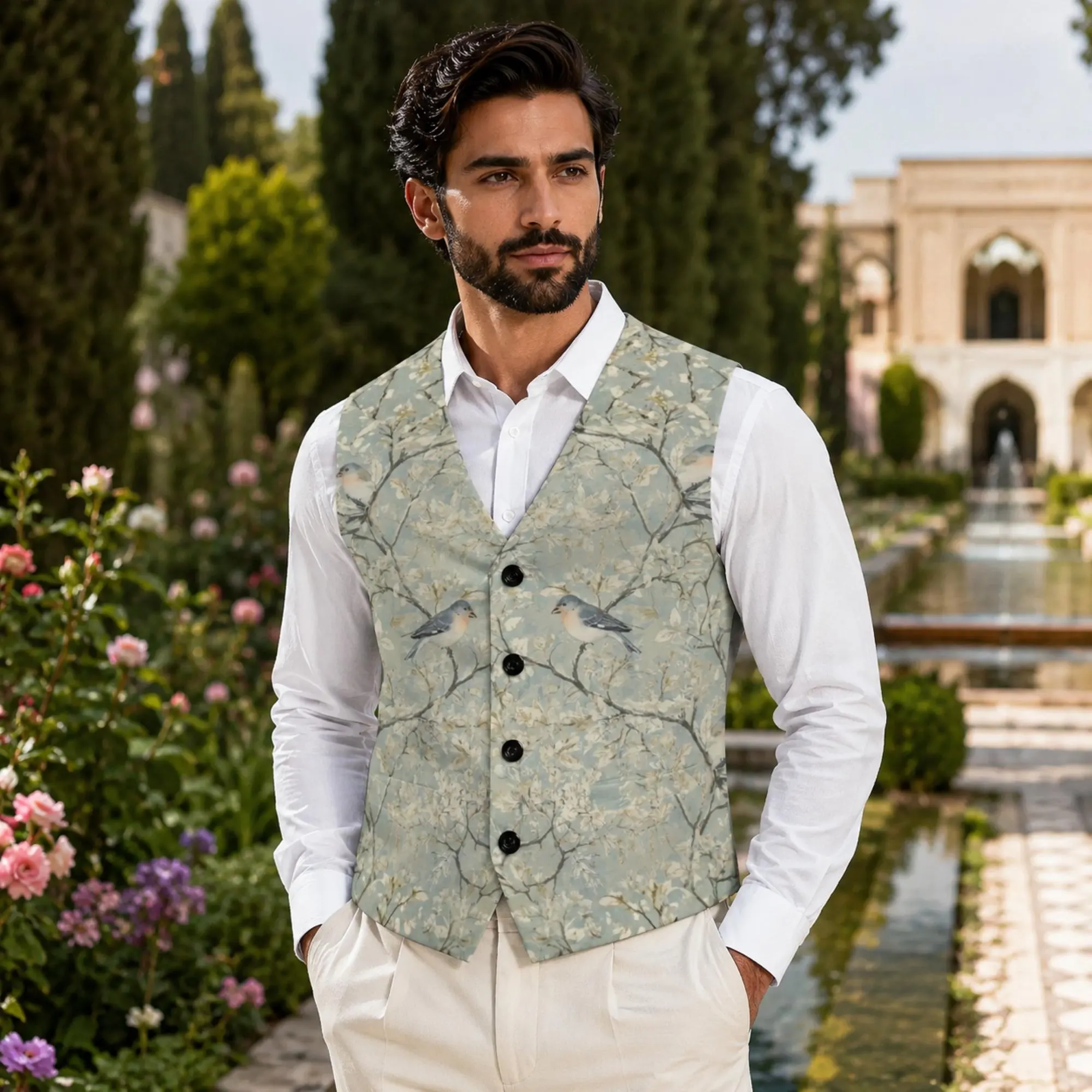William Morris Mens Vest for Dad Wedding Guest Dress Father of the Bride Victorian Vest Groomsman Whimsigoth Cool Dads Club Ren Faire Vest - image 4