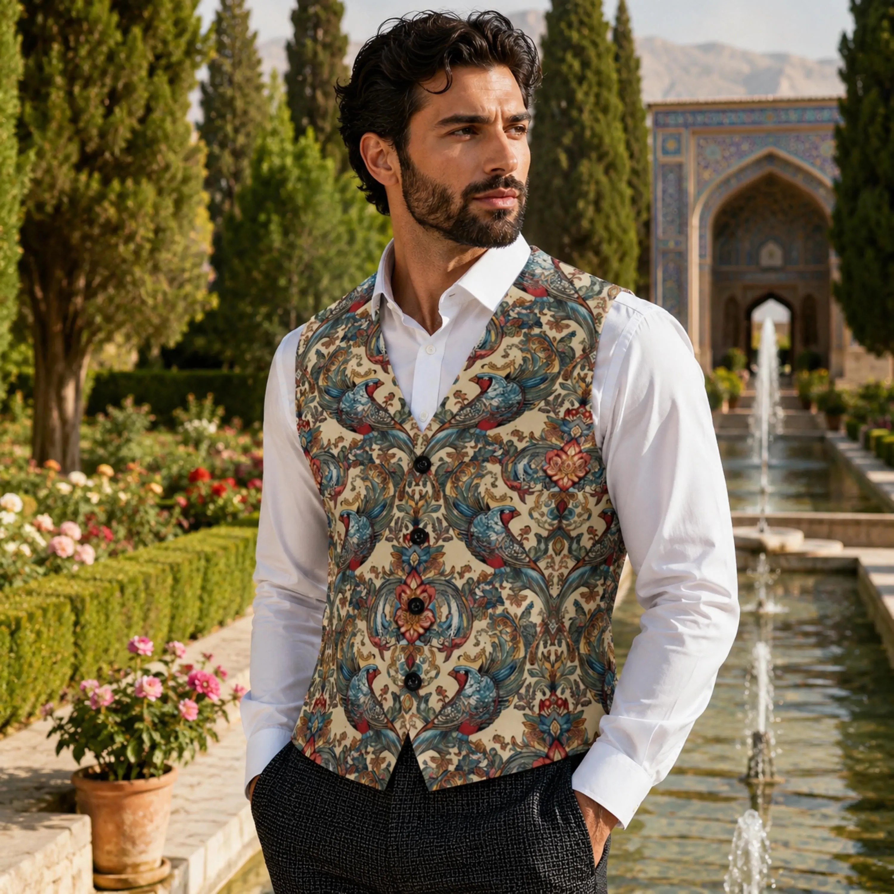 William Morris Mens Vest for Dad Wedding Guest Dress Father of the Bride Victorian Vest Groomsman Whimsigoth Cool Dads Club Ren Faire Vest - image 3