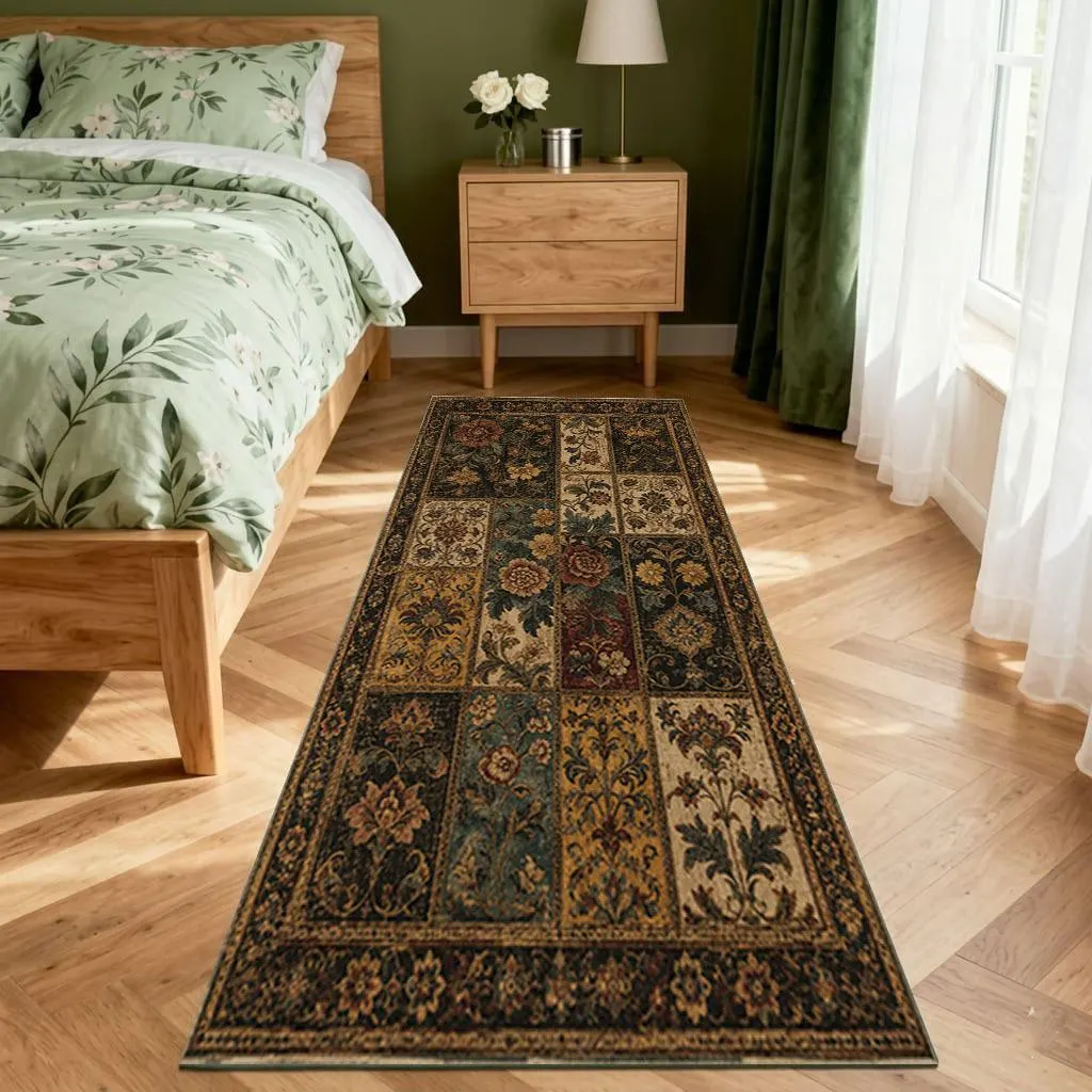 Vintage Style Patchwork Runner Rug, Traditional Printed Hallway Mat, Distressed Antique Look Kitchen Runner,Boho Floral Entryway Floor Mat - image 5