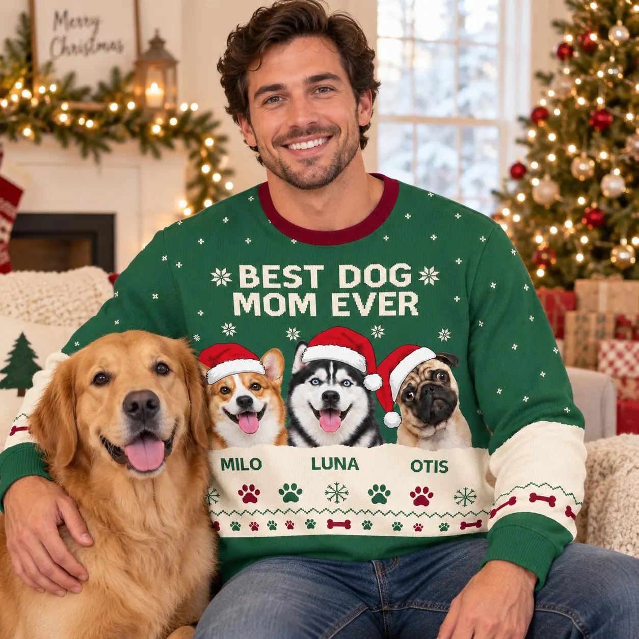 Personalized Dog Mom Ugly Christmas Sweater, Custom Pet Photo Sweater, Dog Lover Xmas Jumper, Custom Dog Name Gift, Pet Mom Gift - image 5