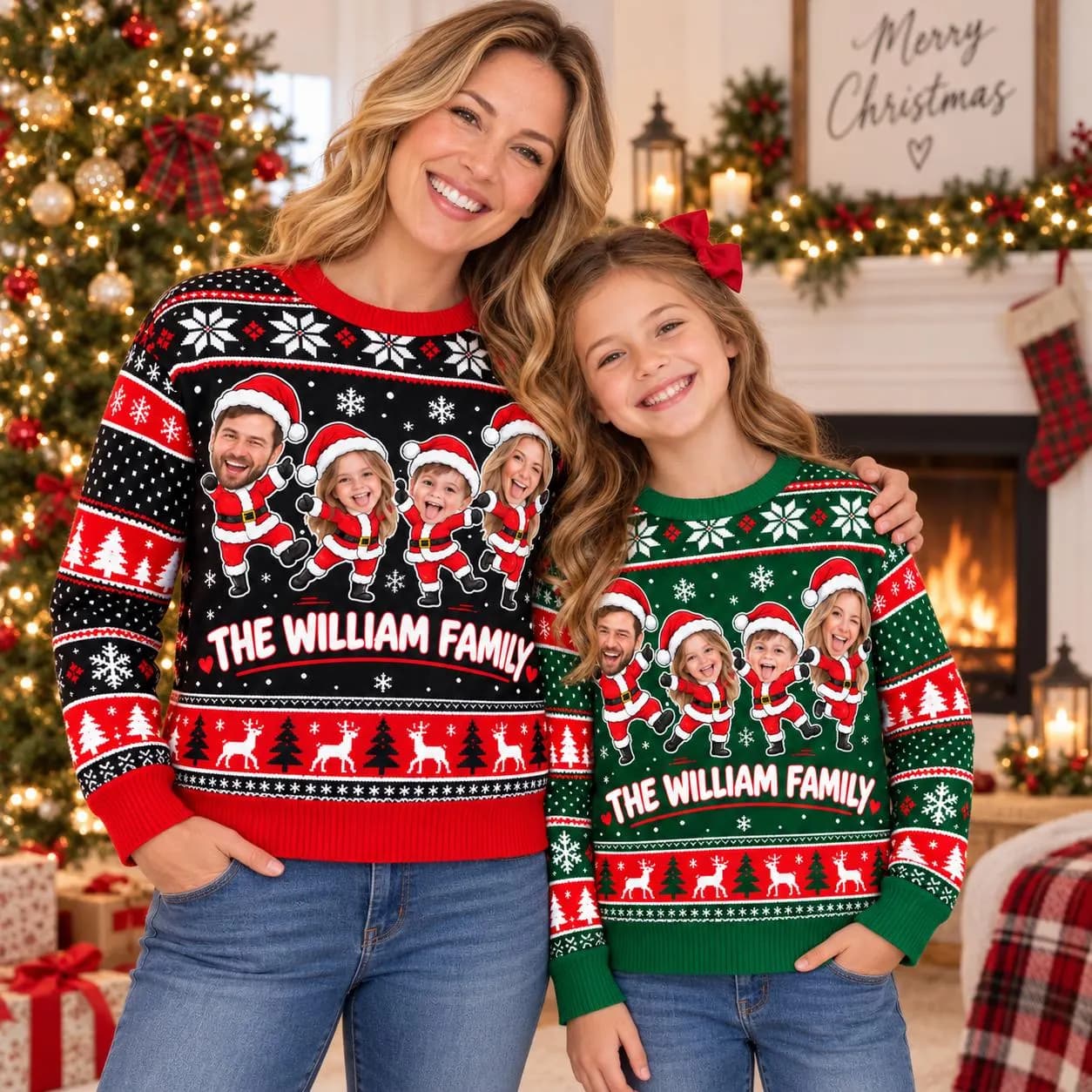 Custom Family Face Ugly Christmas Sweater, Personalized Family Xmas Sweater, Custom Photo Christmas Jumper, Family Christmas Gift - image 4