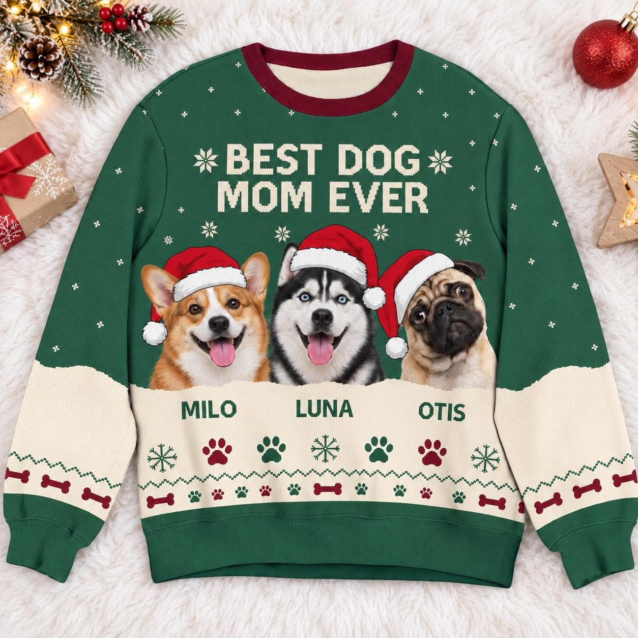 Personalized Dog Mom Ugly Christmas Sweater, Custom Pet Photo Sweater, Dog Lover Xmas Jumper, Custom Dog Name Gift, Pet Mom Gift - image 3