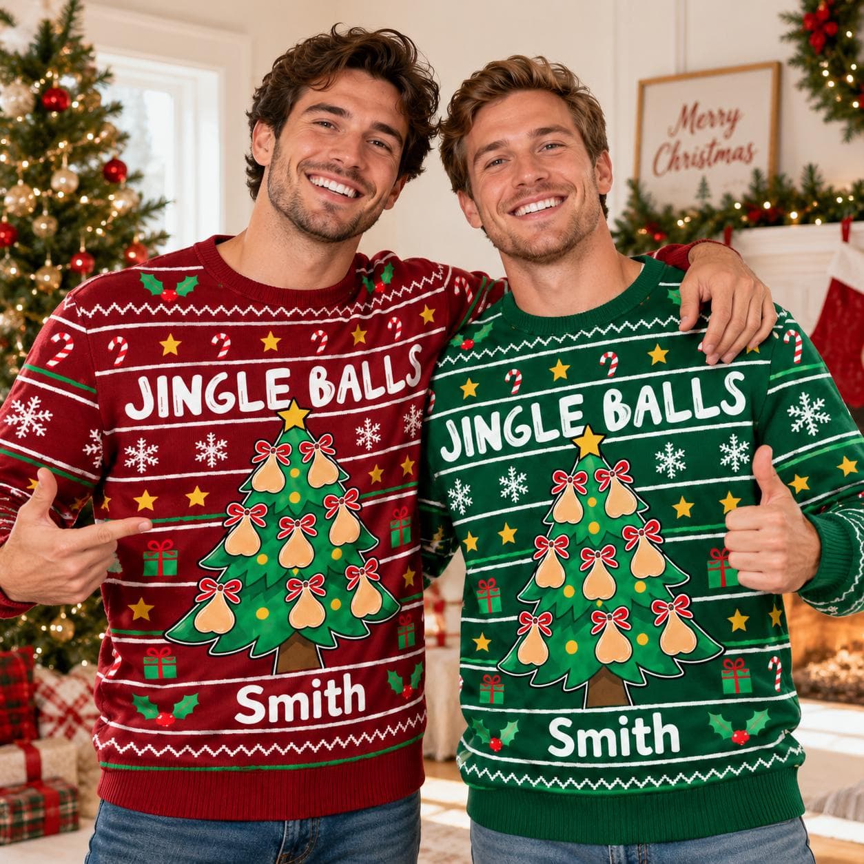 Personalized Jingle Balls Ugly Christmas Sweater, Custom Name Funny Xmas Sweatshirt, Adult Humor Christmas Gift, Holiday Party Sweater - image 5