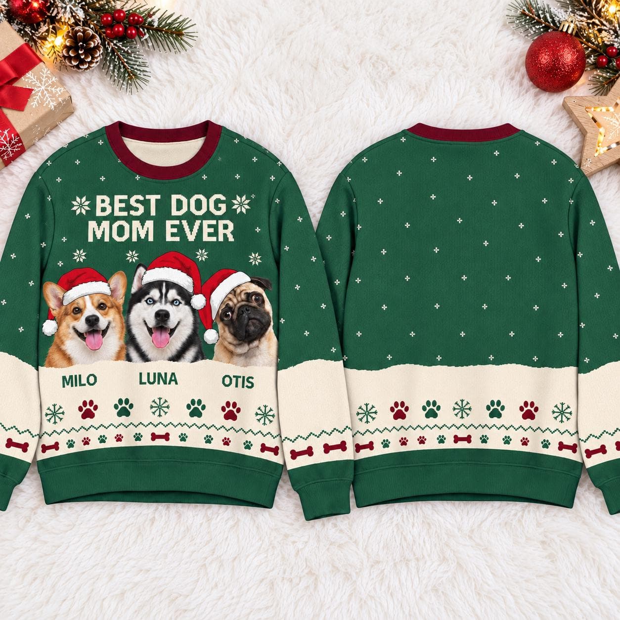 Personalized Dog Mom Ugly Christmas Sweater, Custom Pet Photo Sweater, Dog Lover Xmas Jumper, Custom Dog Name Gift, Pet Mom Gift - image 4
