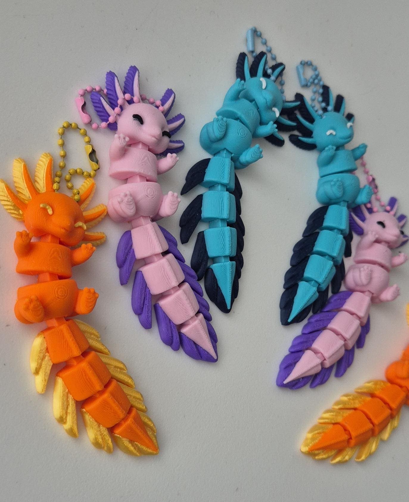 Porte-clés axolt Flexible Articulé 3D Imprimé - Fidget Kawaii 12 cm - image 2