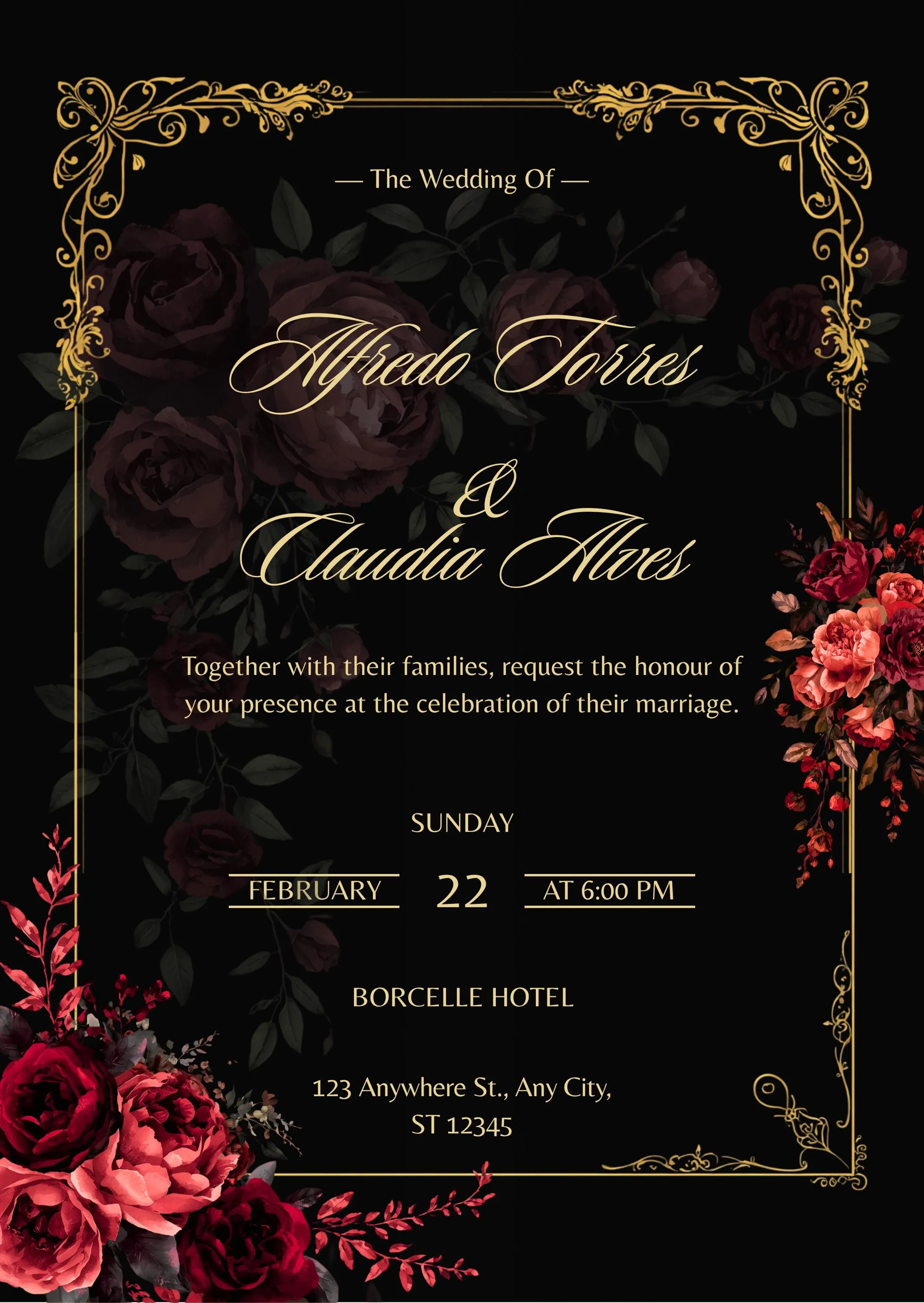 Dark Moody Wedding Invitation Suite | Gothic Floral Canva Template (Instant Download) - image 4