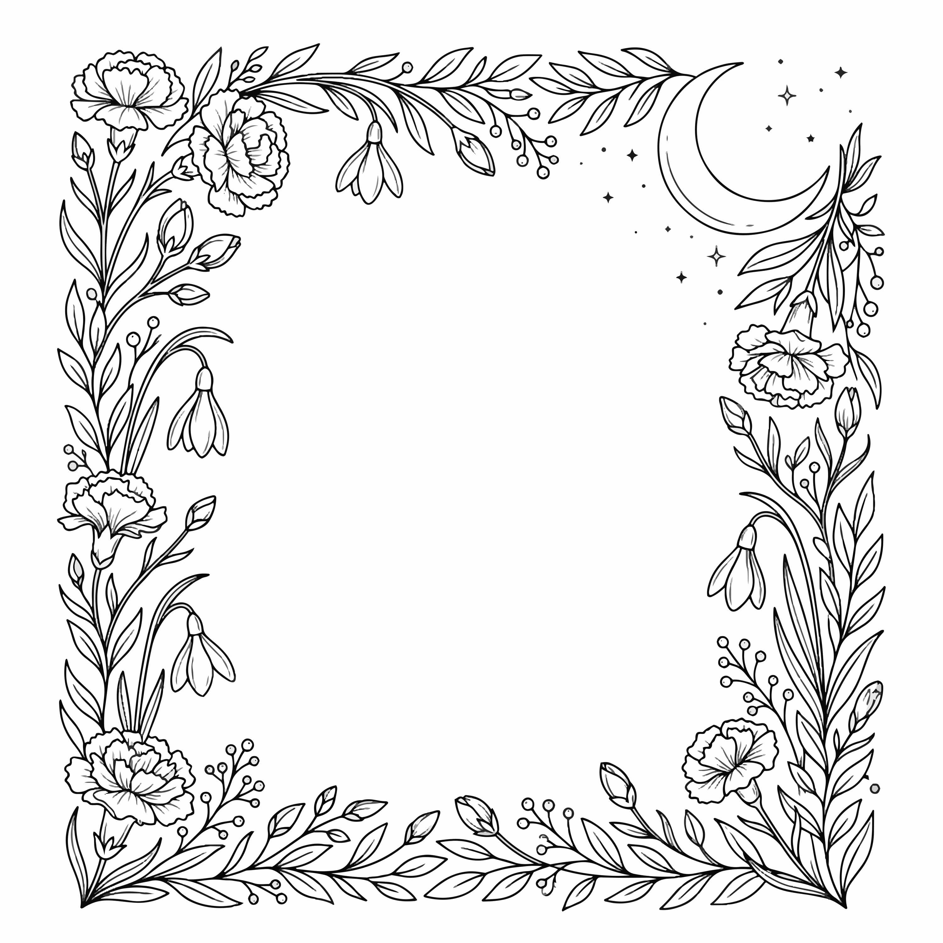 January Birth Flower Wreath Svg Carnation Snowdrop Heart Frame Line Art Name Cricut Png Eps Ai Dxf - image 4