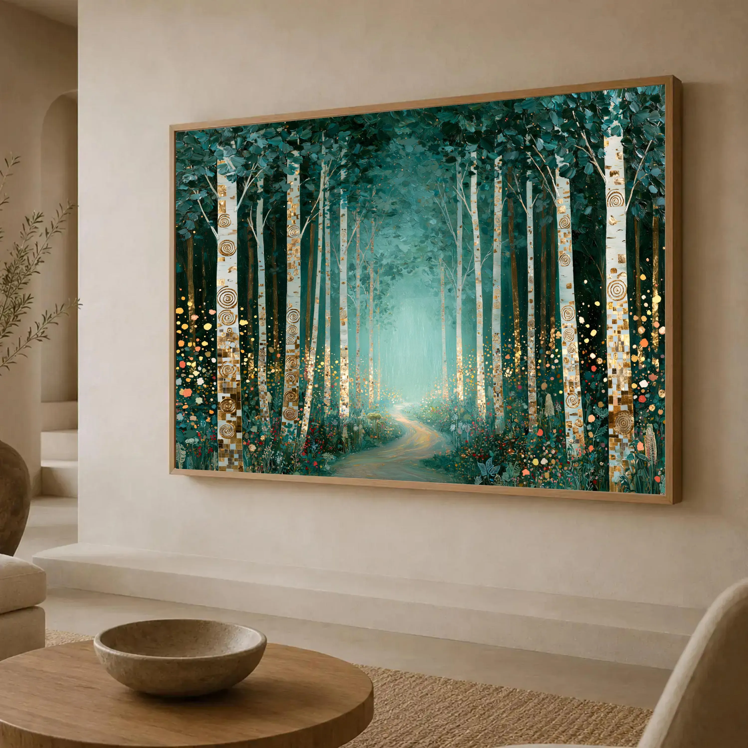 Mystical Birch Trees Canvas Print, Enchanting Forest Wall Art, Nature Landscape Decor for Living Room or Bedroom, birch trees art