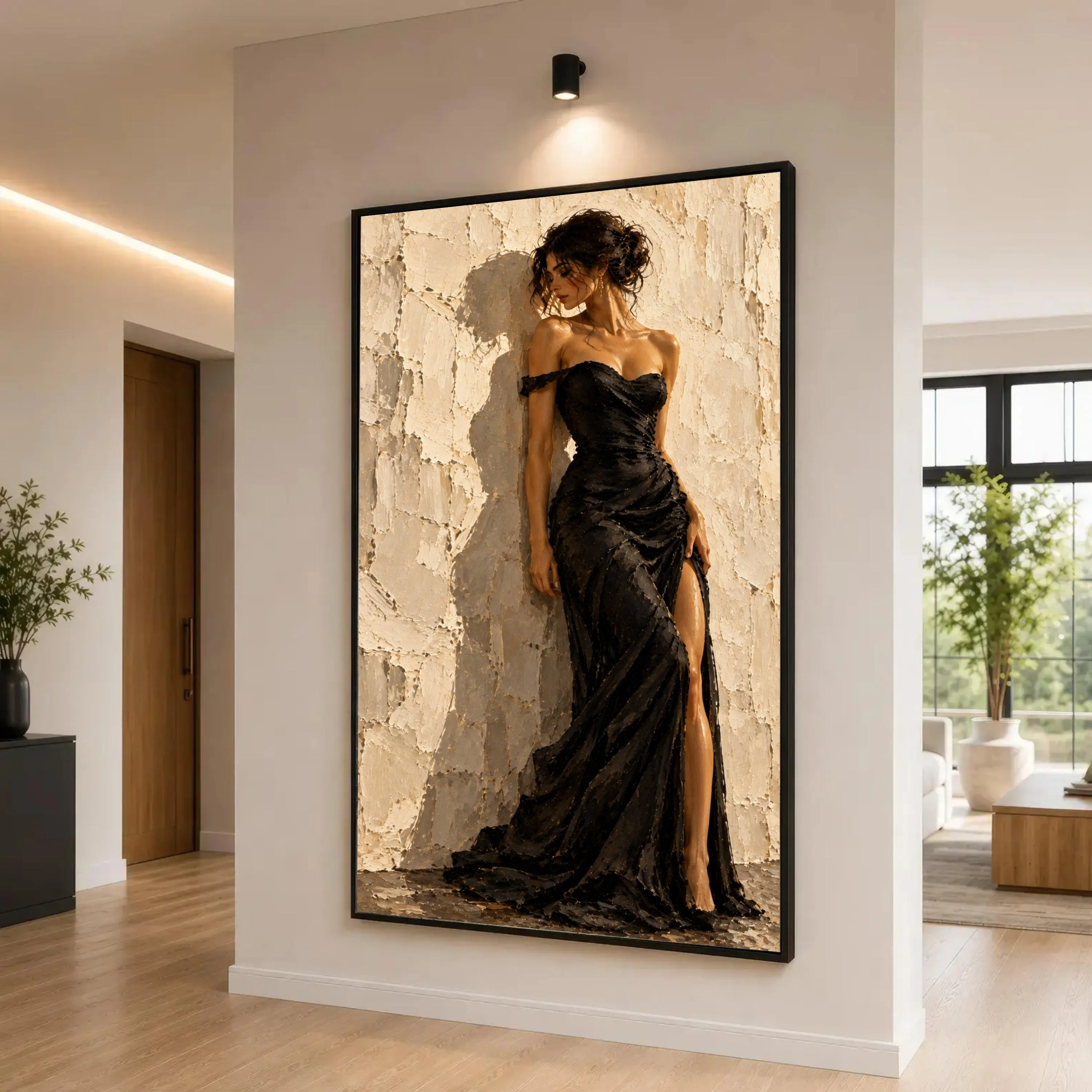 Elegant Black Dress Canvas Print, Chic Wall Art for Modern Decor, Fashion Illustration for Stylish Home and Bedroom, black dress art