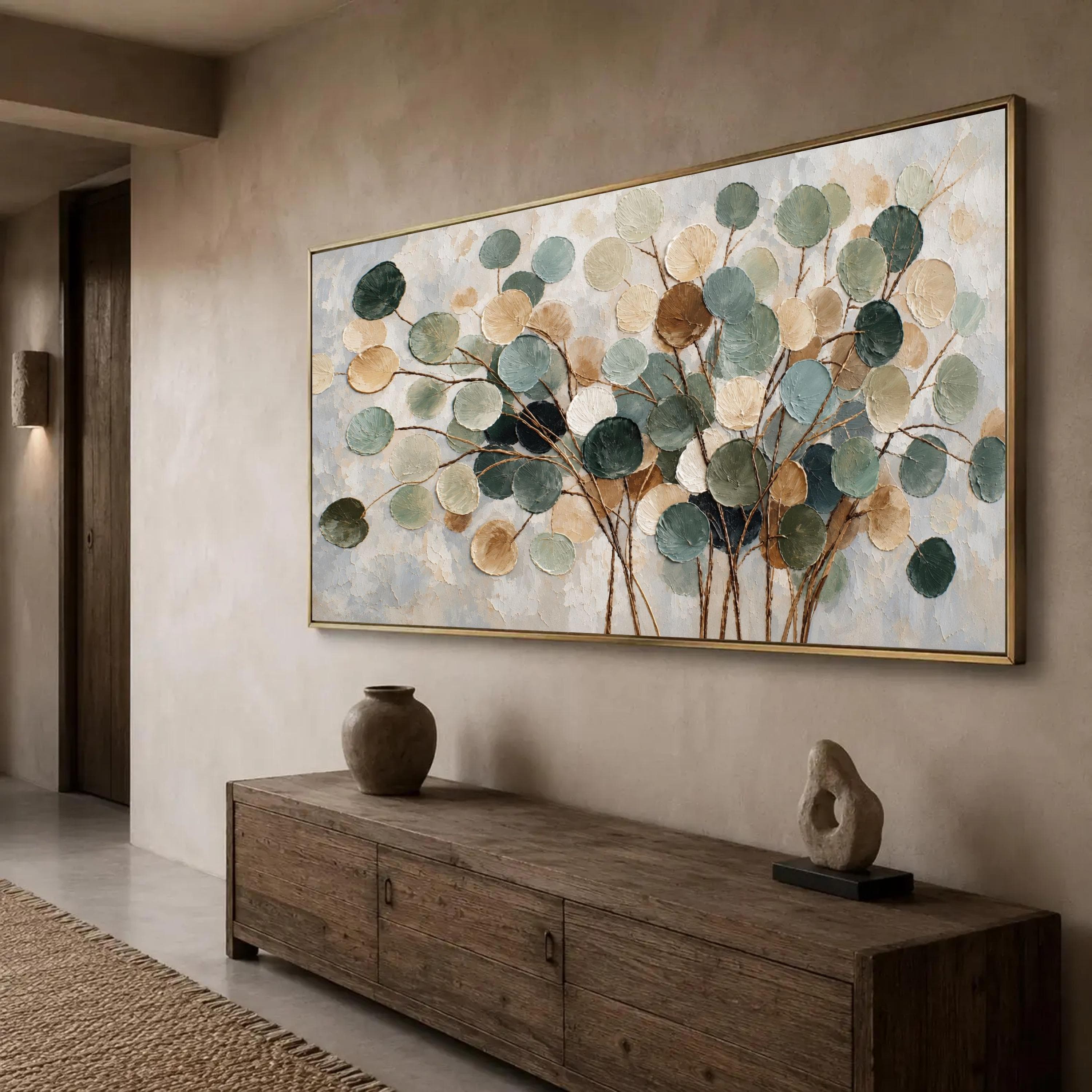 Vintage Leaf Canvas Print, Botanical Wall Art in Green and Beige, Nature-Inspired Decor for Living Room or Bedroom, leaf wall art