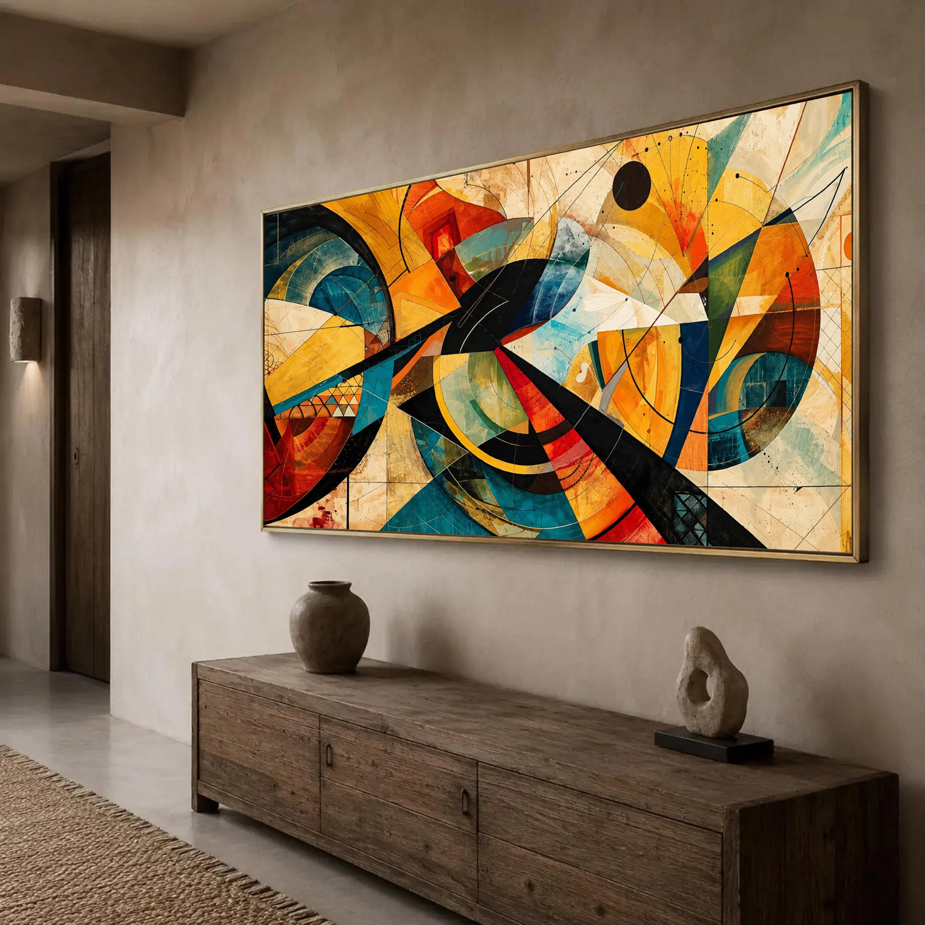 Colorful Abstract Canvas Print, Modern Geometric Wall Art for Living Room, Bright Home Decor, Unique Art Piece, abstract wall art