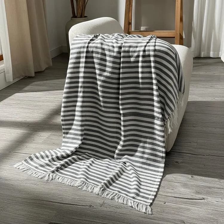 Akhmim Egyptian Products Dark Grey Striped Sofa Cover Throw 35x86 inches - image 5