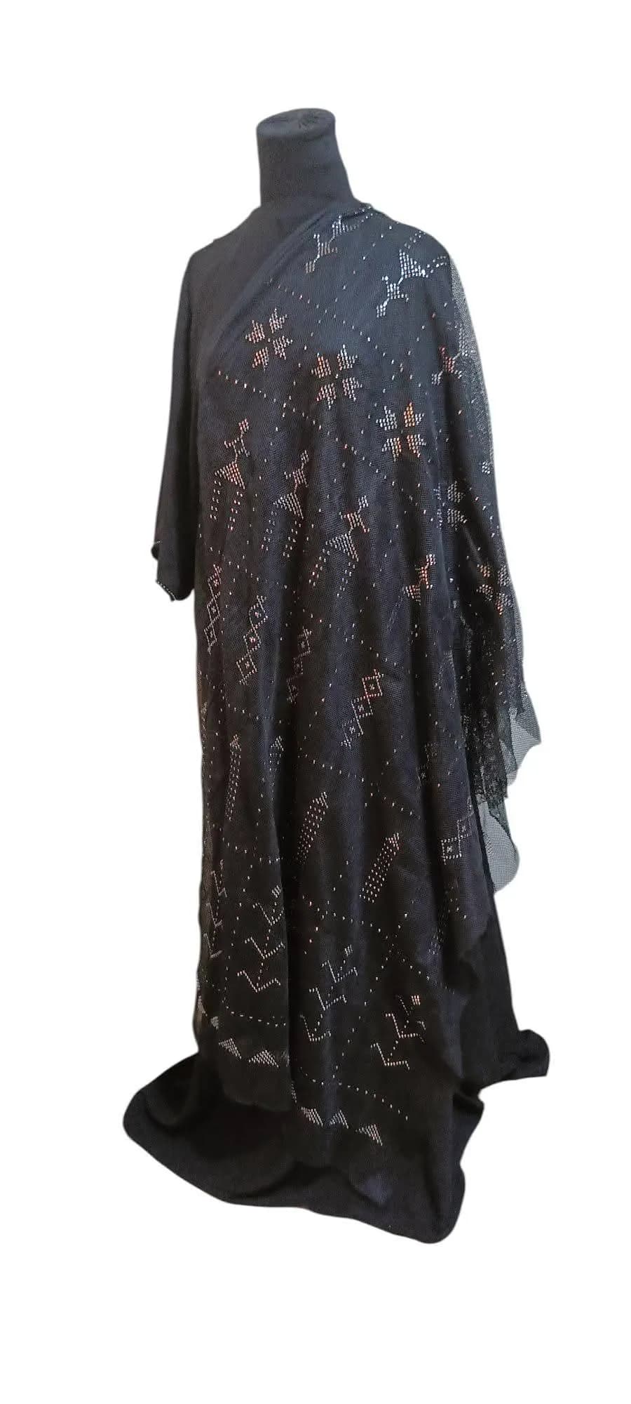 Handcrafted Black Talli Shawl, Metallic Embroidery, Upper Egypt Heritage Wrap - image 3