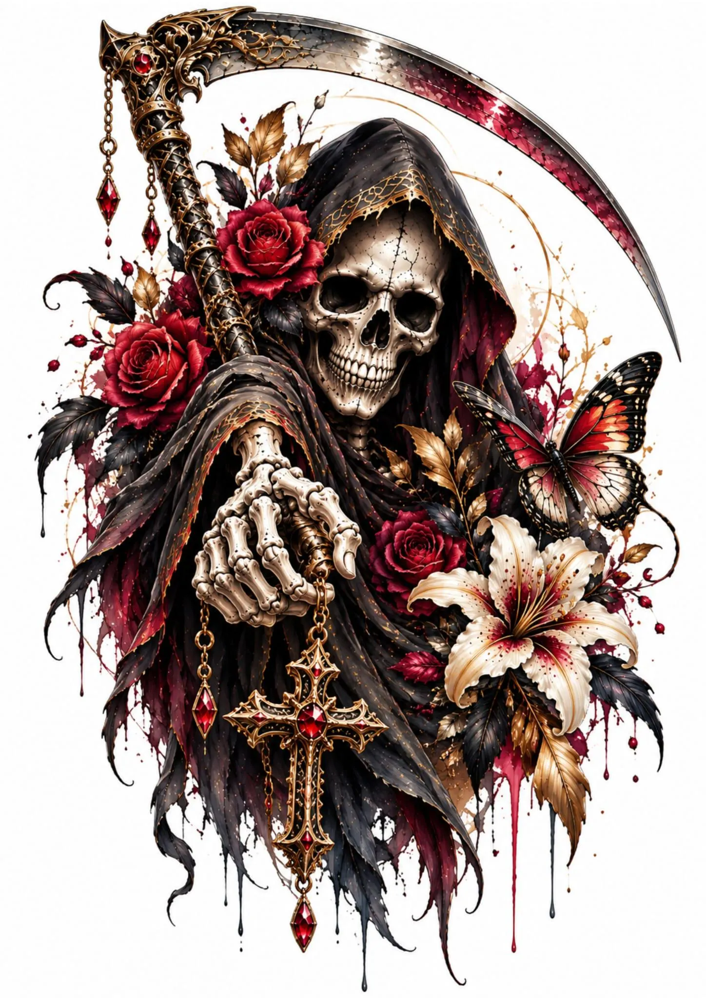 Dark Floral Skull Wall Art, Gothic Skull Poster, Dark Academia Decor, Floral Skull Print, Printable Wall Art, Digital Download - image 3