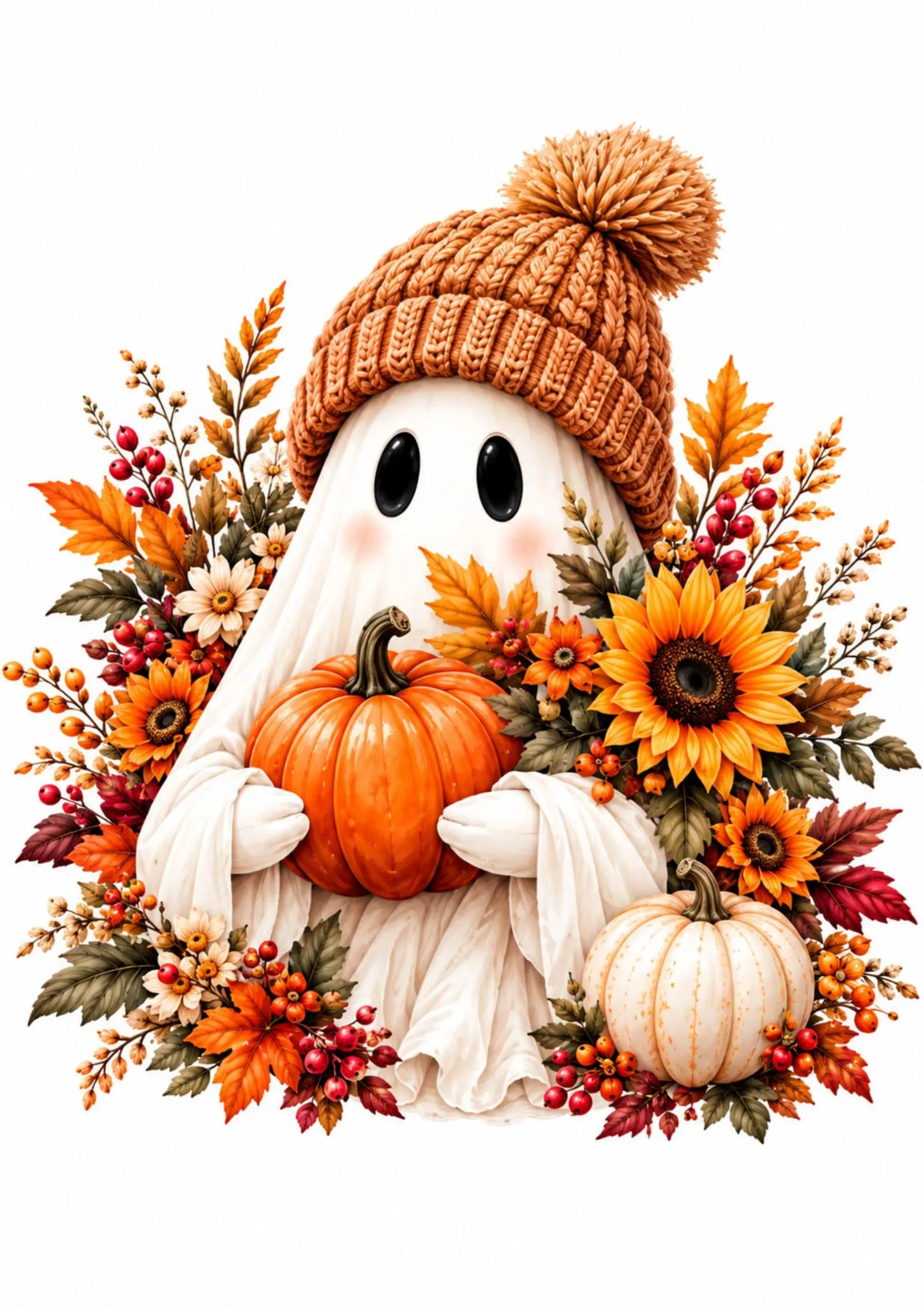 Halloween Ghost Wall Art, Floral Ghost & Pumpkin Posters, 10 Printable Prints, Fall Decor, Digital Download - image 5