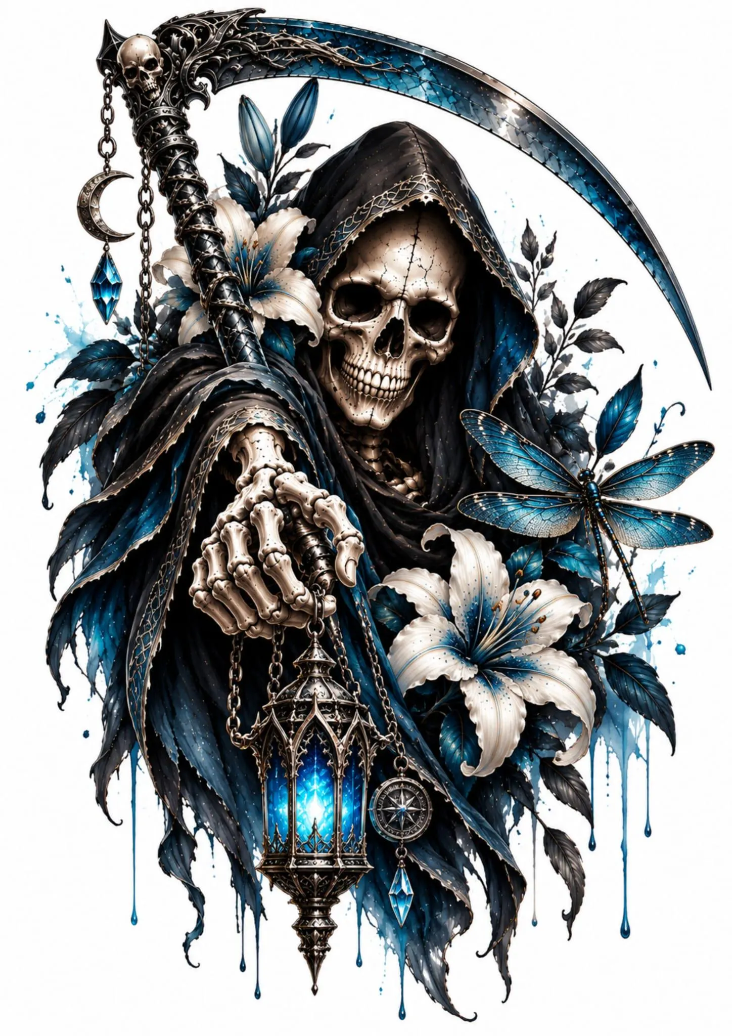 Dark Floral Skull Wall Art, Gothic Skull Poster, Dark Academia Decor, Floral Skull Print, Printable Wall Art, Digital Download - image 5