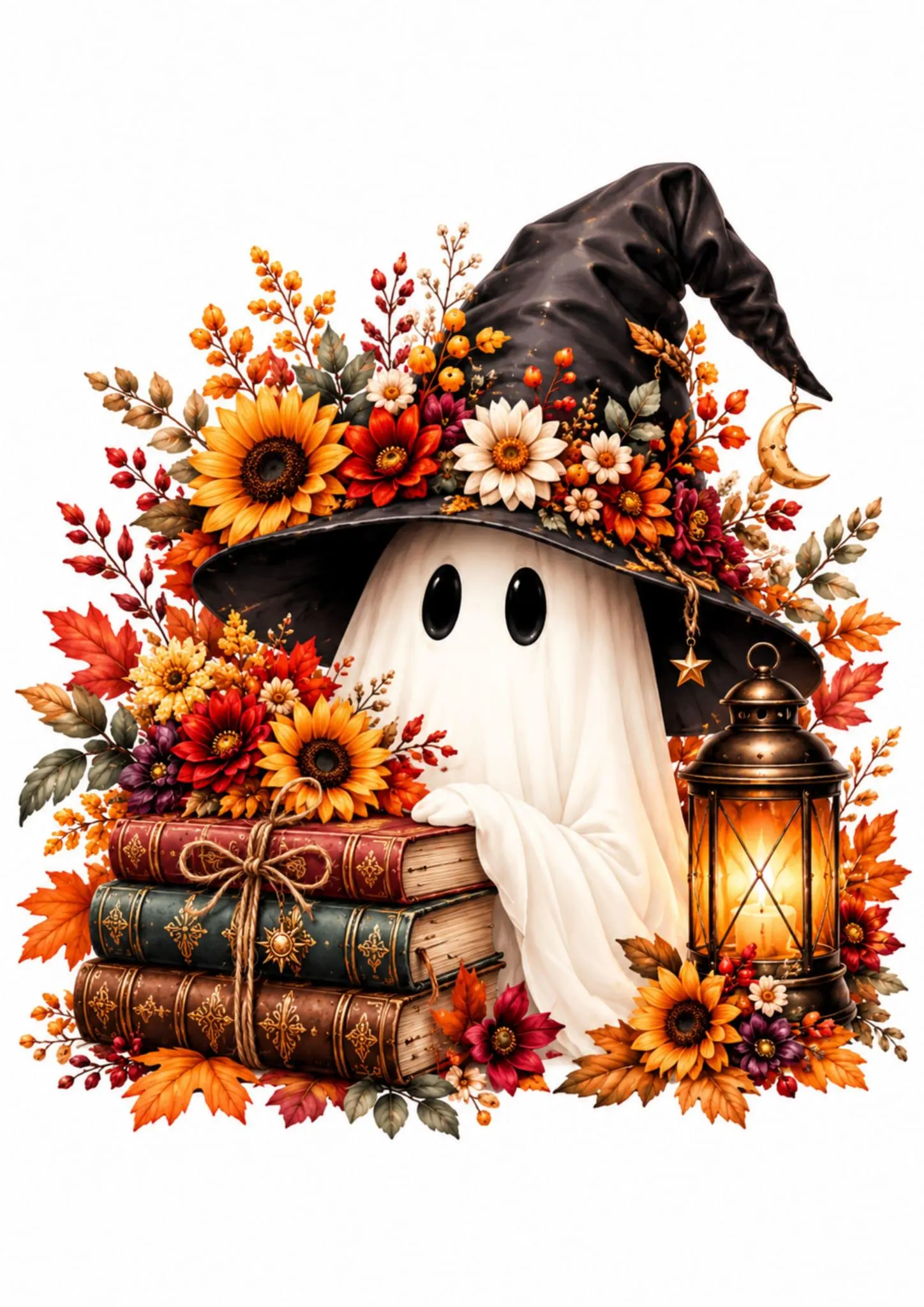 Halloween Ghost Wall Art, Floral Ghost & Pumpkin Posters, 10 Printable Prints, Fall Decor, Digital Download - image 4