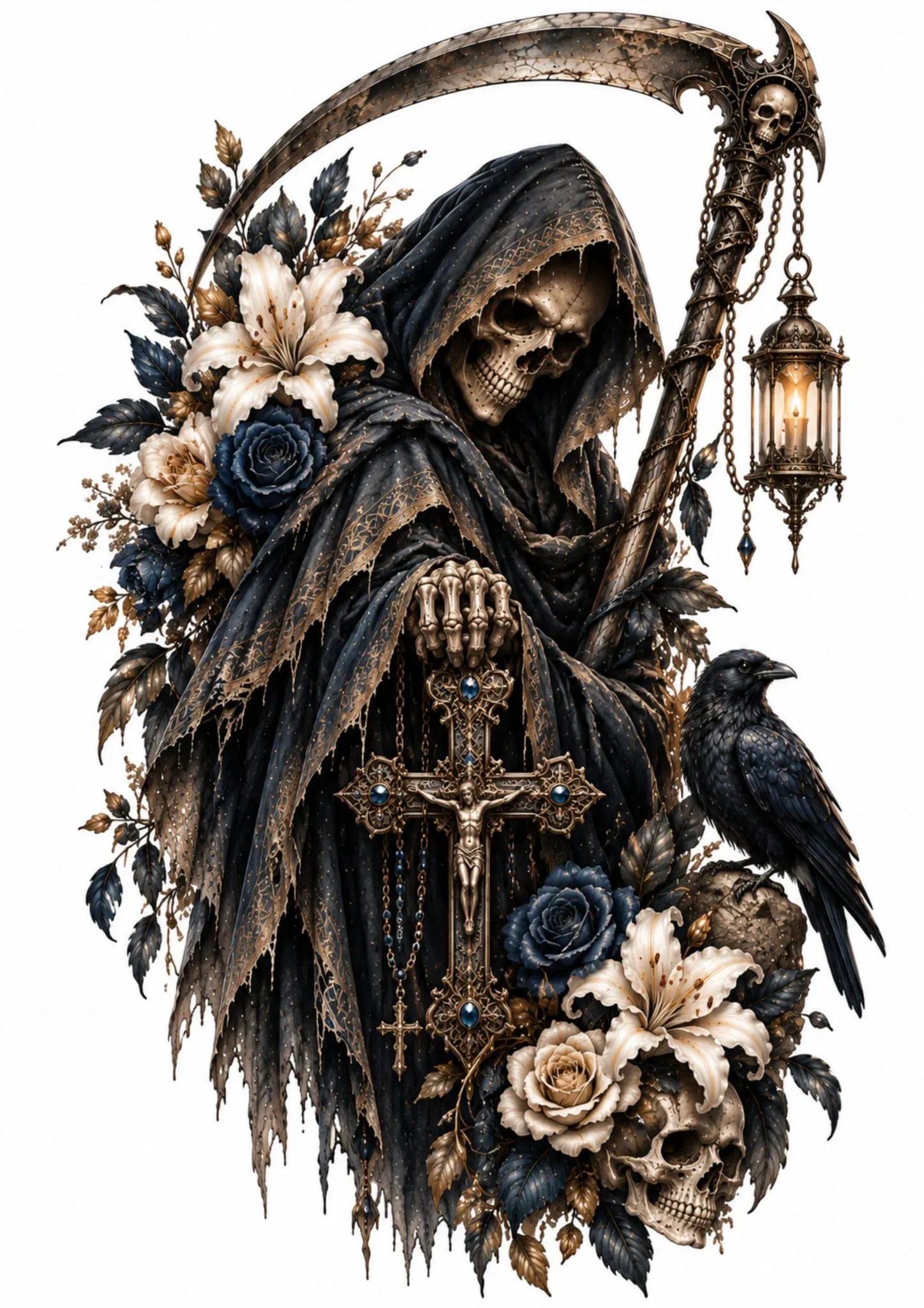 Dark Floral Skull Wall Art, Gothic Skull Poster, Dark Academia Decor, Floral Skull Print, Printable Wall Art, Digital Download - image 4