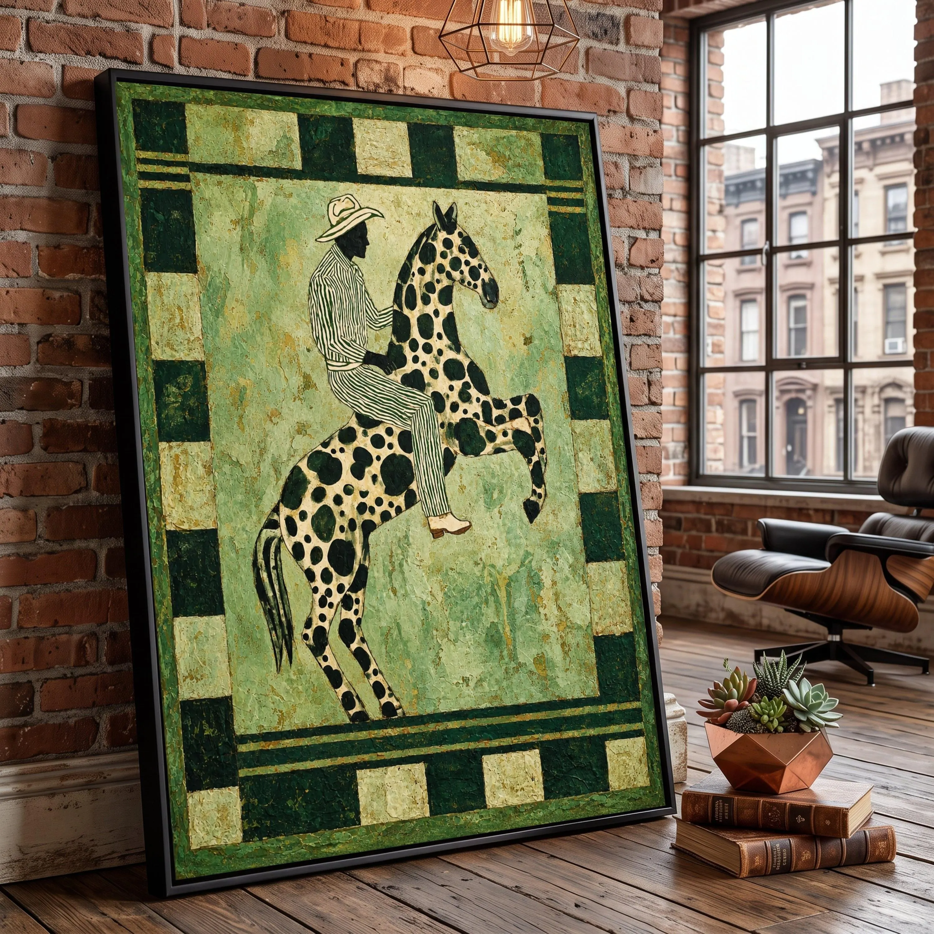 Vintage Cowboy Spotted Horse Canvas, Western Equestrian Wall Art, Rustic Home Decor
