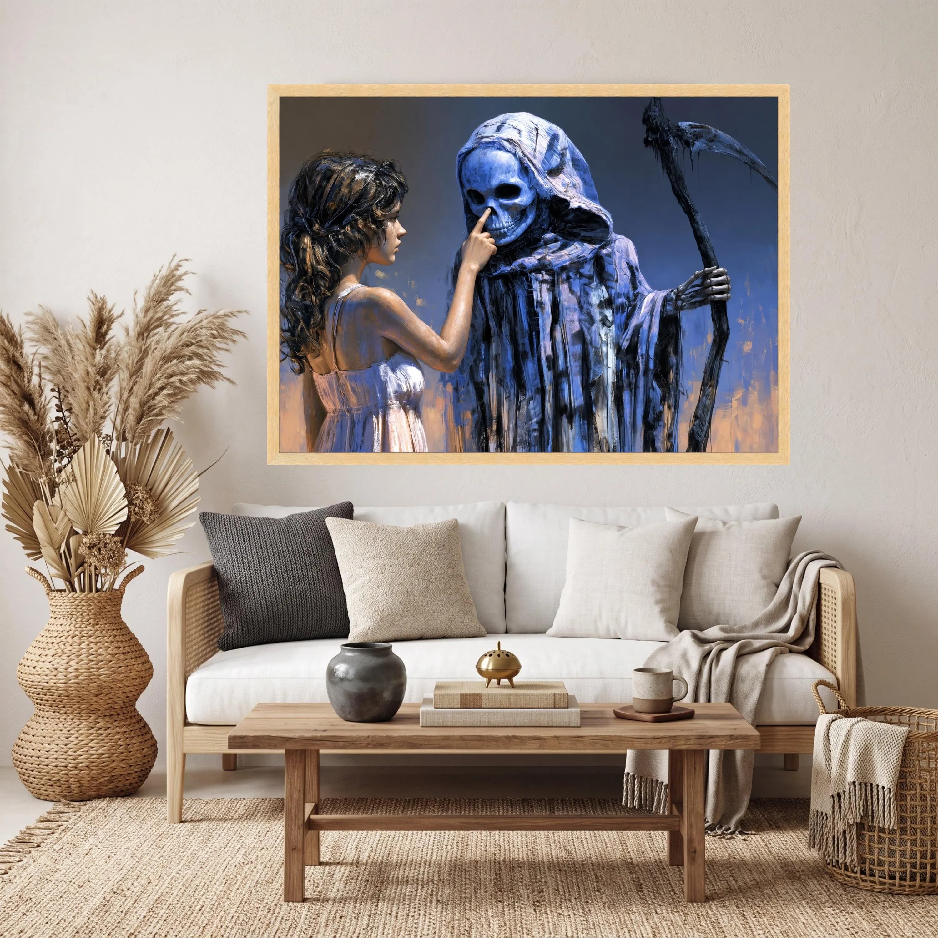 Grim Reaper Girl Canvas, Surreal Gothic Wall Art, Fantasy Illustration - image 3