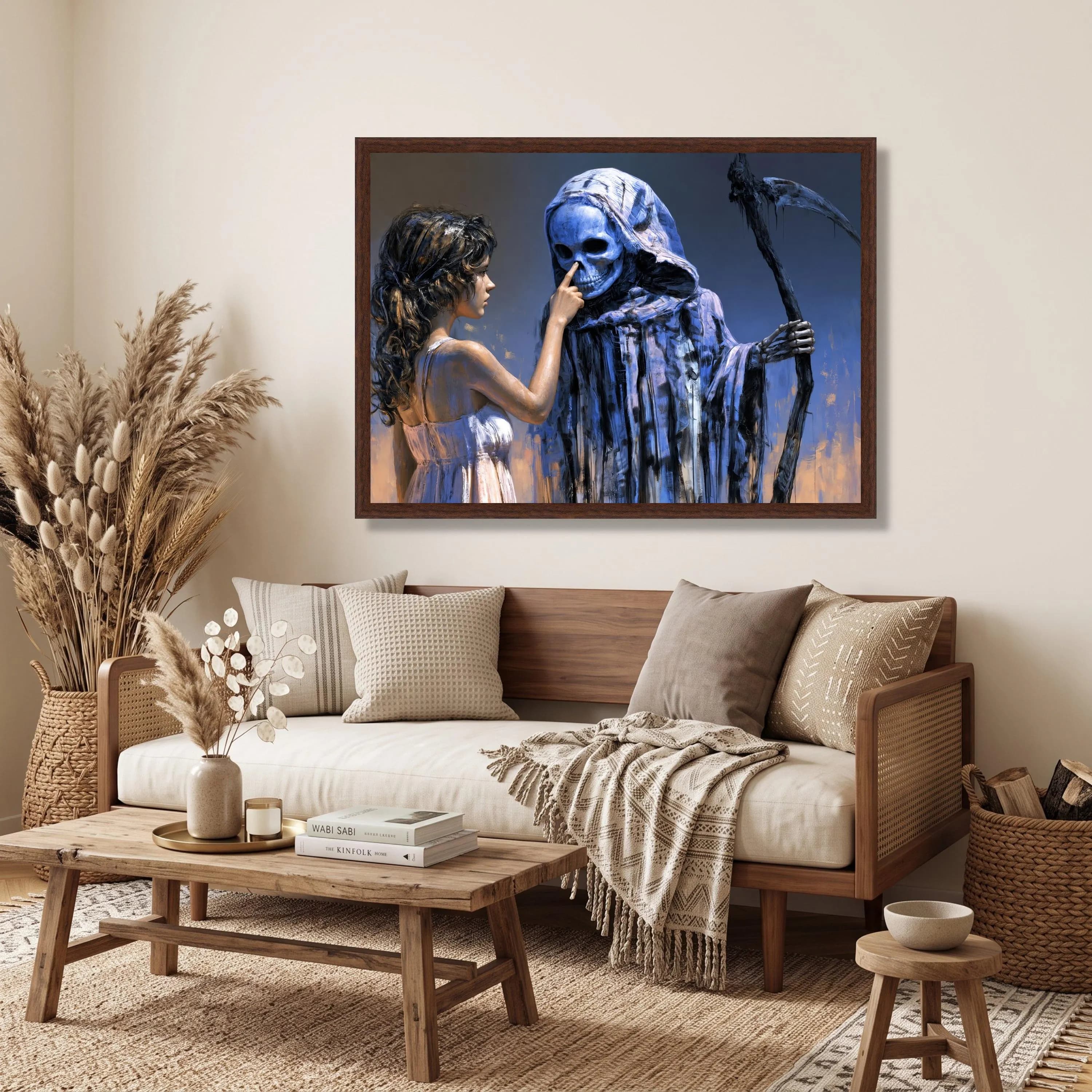 Grim Reaper Girl Canvas, Surreal Gothic Wall Art, Fantasy Illustration - image 4