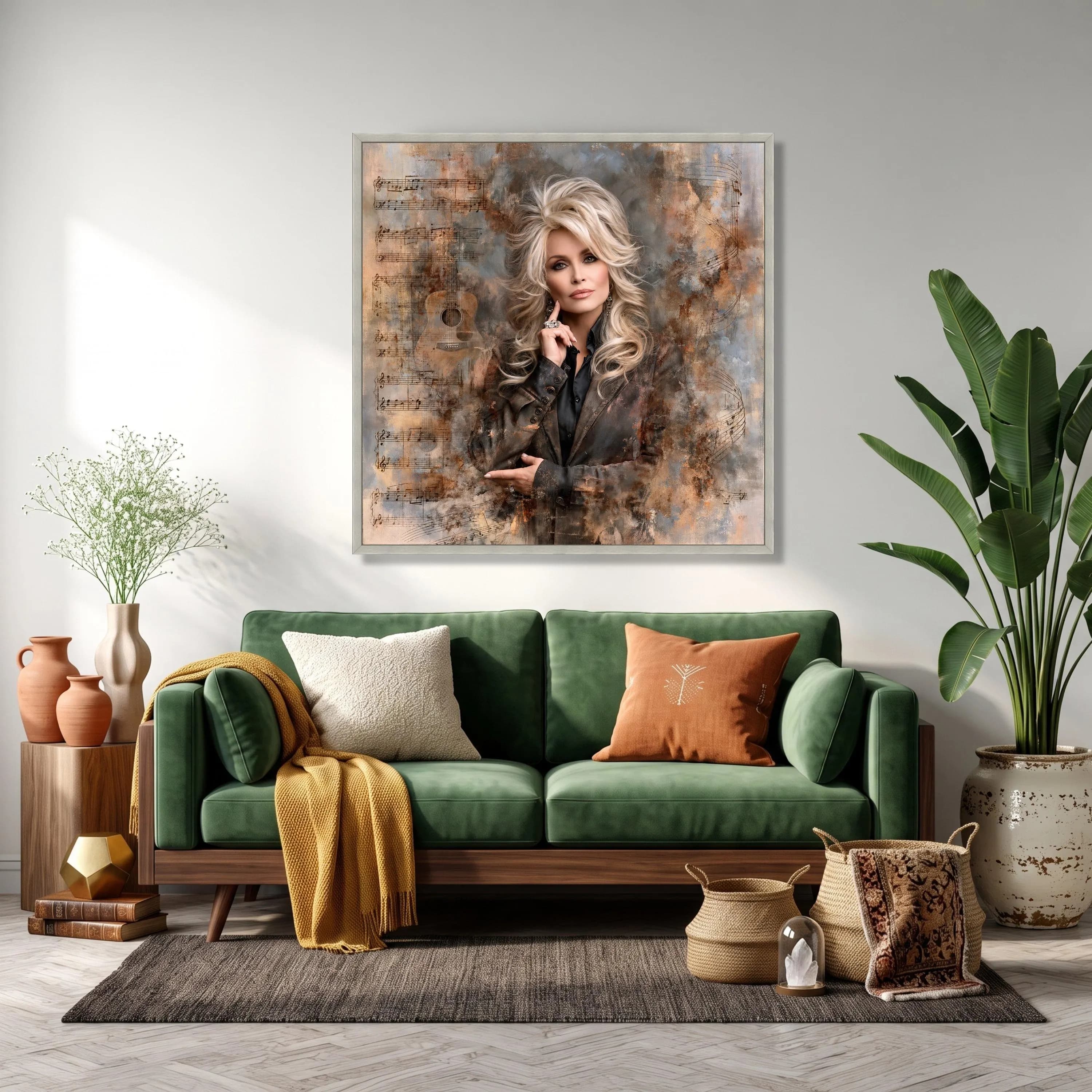 Dolly Parton Portrait Canvas Art, Country Music Legend, Guitar Design (Ready to Hang) - image 3