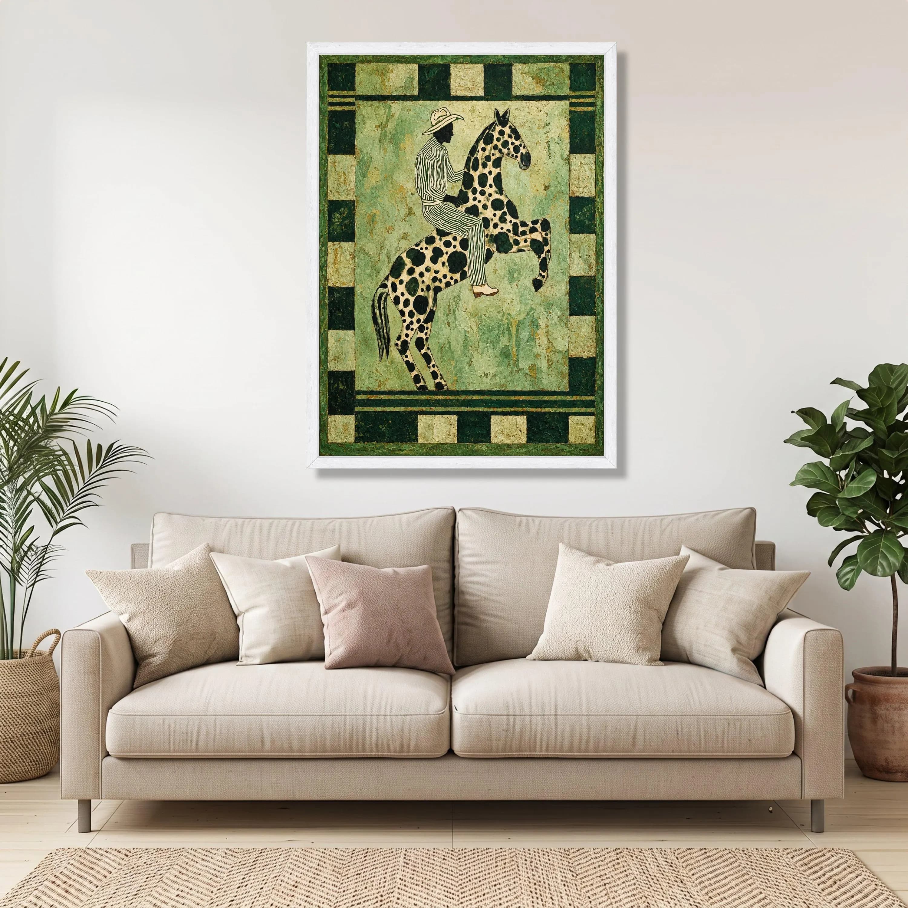 Vintage Cowboy Spotted Horse Canvas, Western Equestrian Wall Art, Rustic Home Decor - image 4