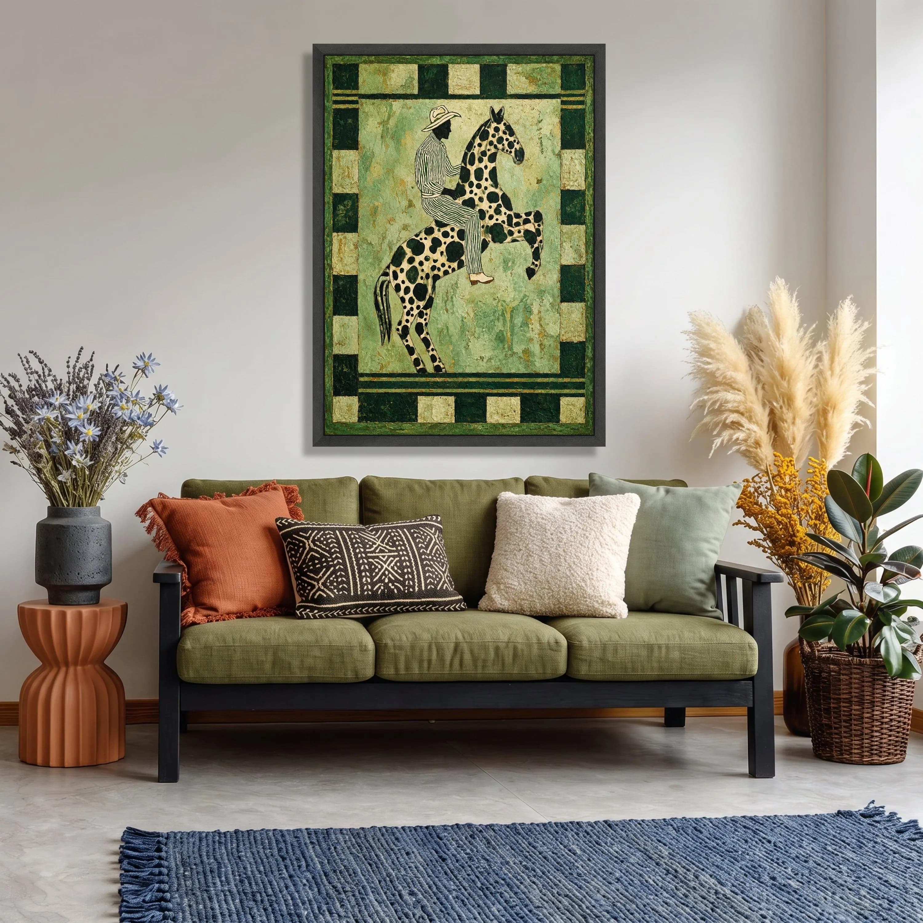 Vintage Cowboy Spotted Horse Canvas, Western Equestrian Wall Art, Rustic Home Decor - image 3