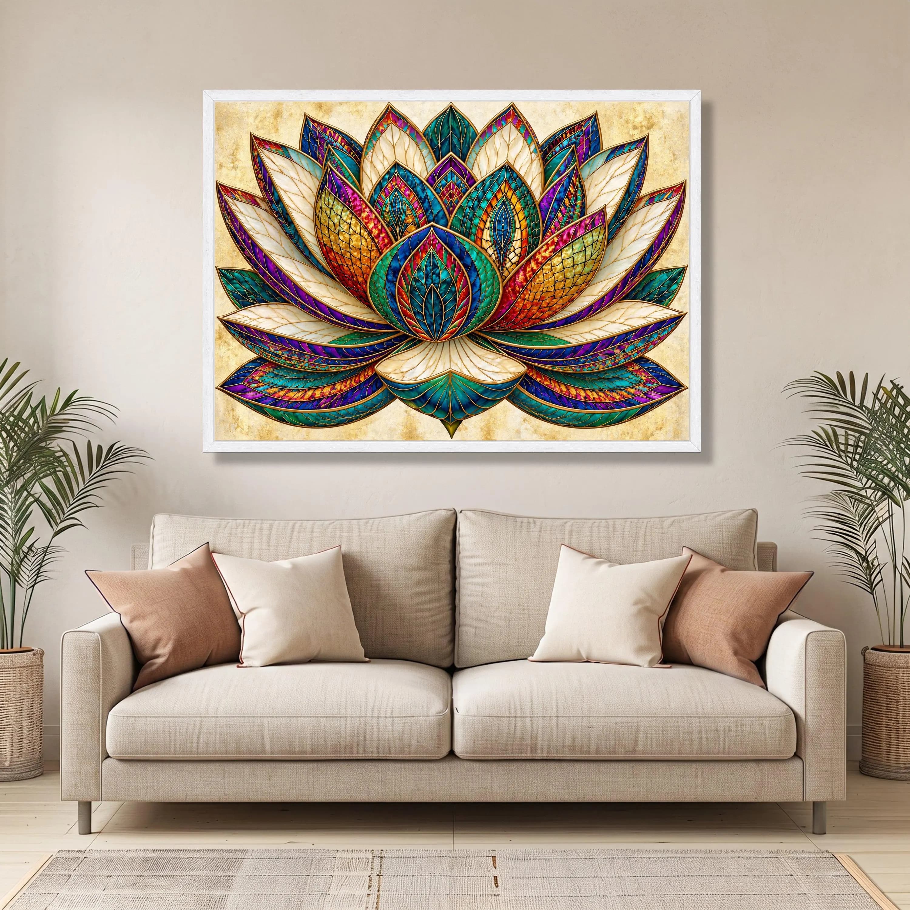 Stained Glass Lotus Flower Canvas, Abstract Floral Wall Art, Ready to Hang - image 5