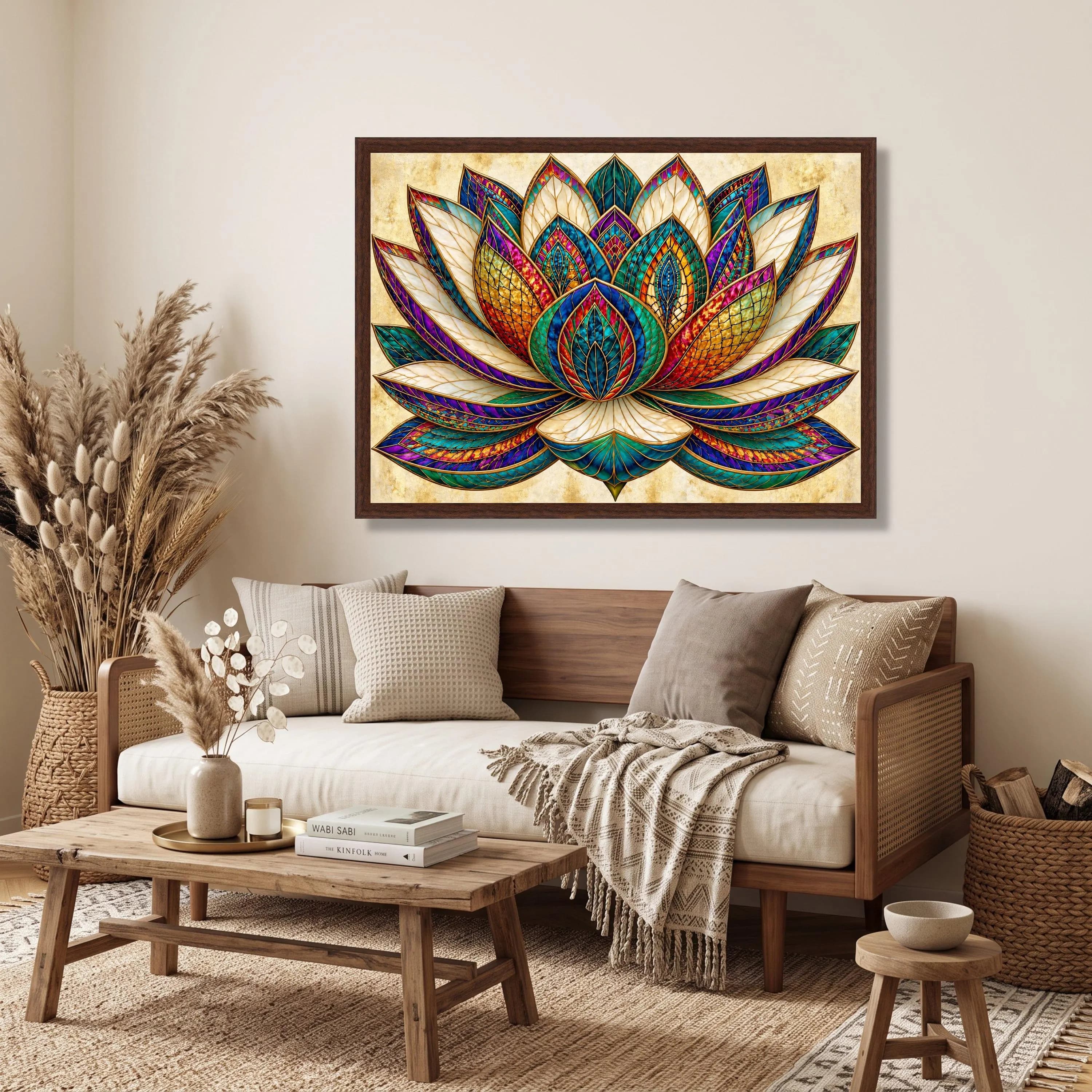 Stained Glass Lotus Flower Canvas, Abstract Floral Wall Art, Ready to Hang - image 4