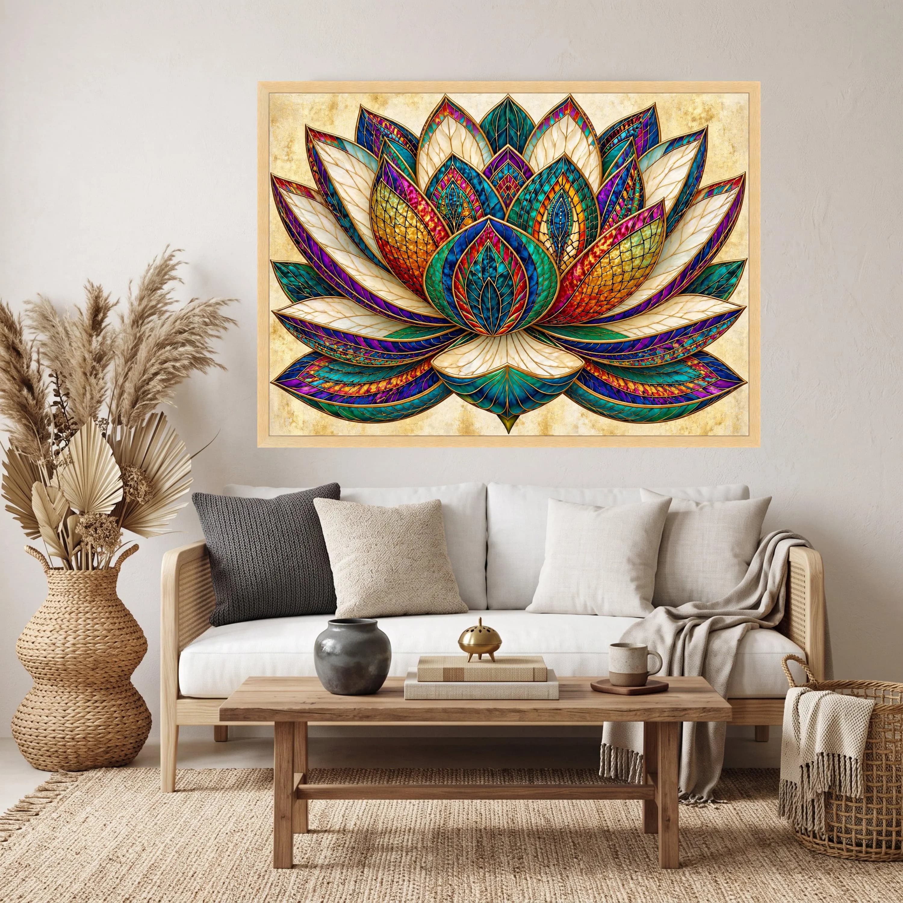 Stained Glass Lotus Flower Canvas, Abstract Floral Wall Art, Ready to Hang - image 3