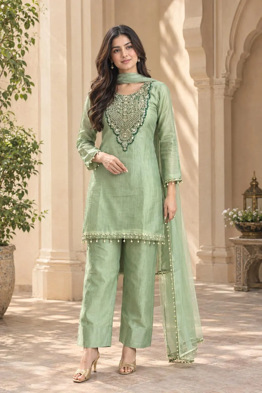 Sage Green Pakistani Suit, Embroidered 3 Piece Salwar Kameez, Mint Green Indian Outfit with Dupatta, Festive Wedding Guest Dress