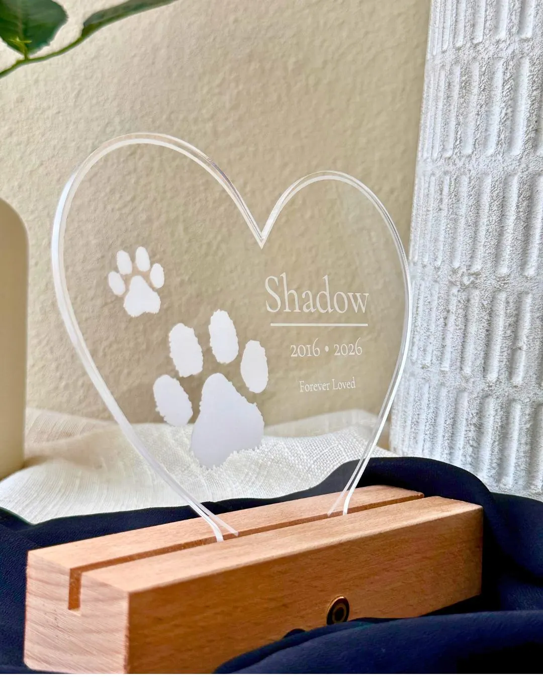 Personalized Pet Memorial Heart Light, Custom Dog Cat Keepsake, Engraved Acrylic Night Light - image 5