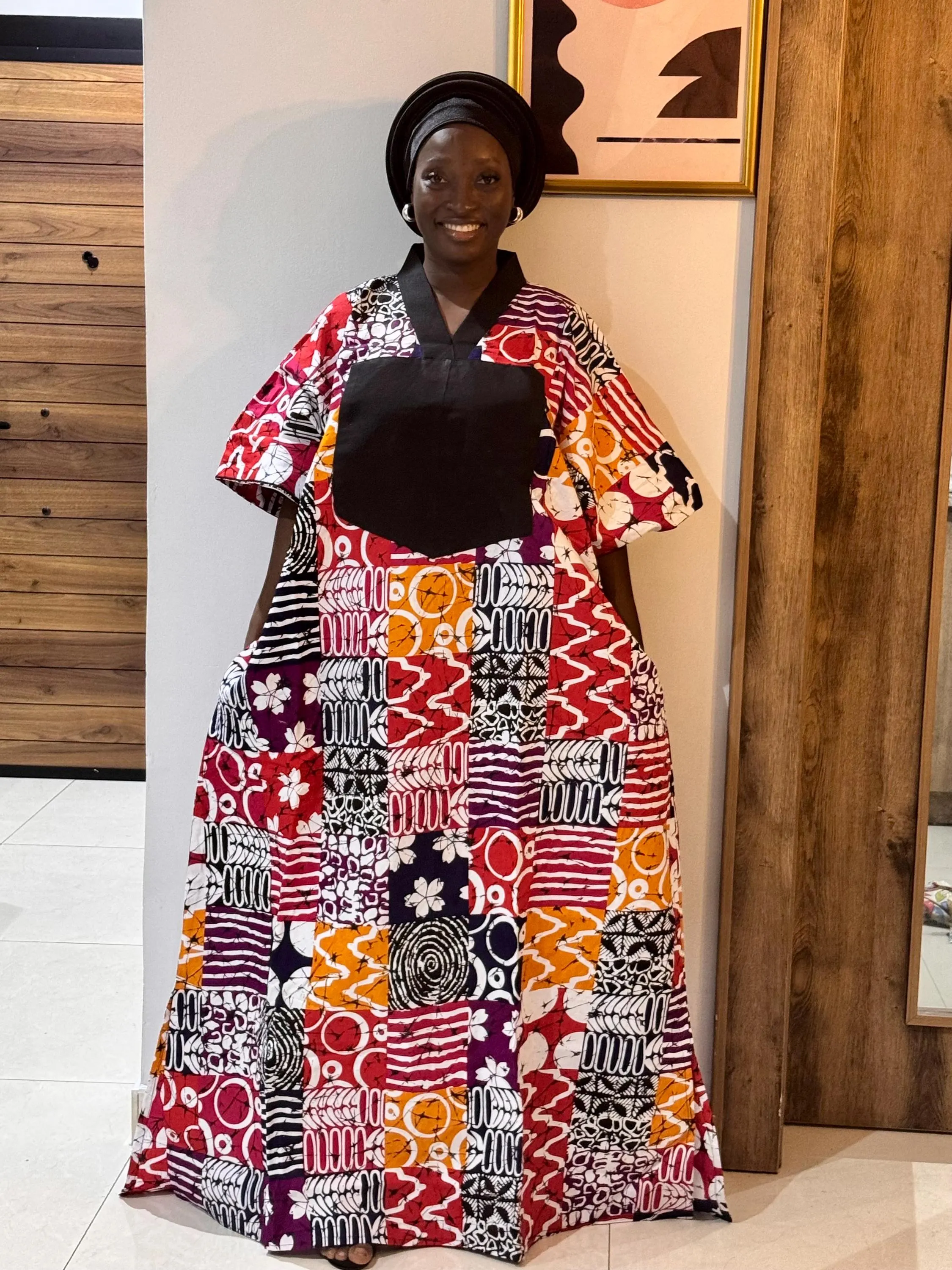 Ankara Bubu Dress | Aso Oke Trim African Wax Print Gown - image 5