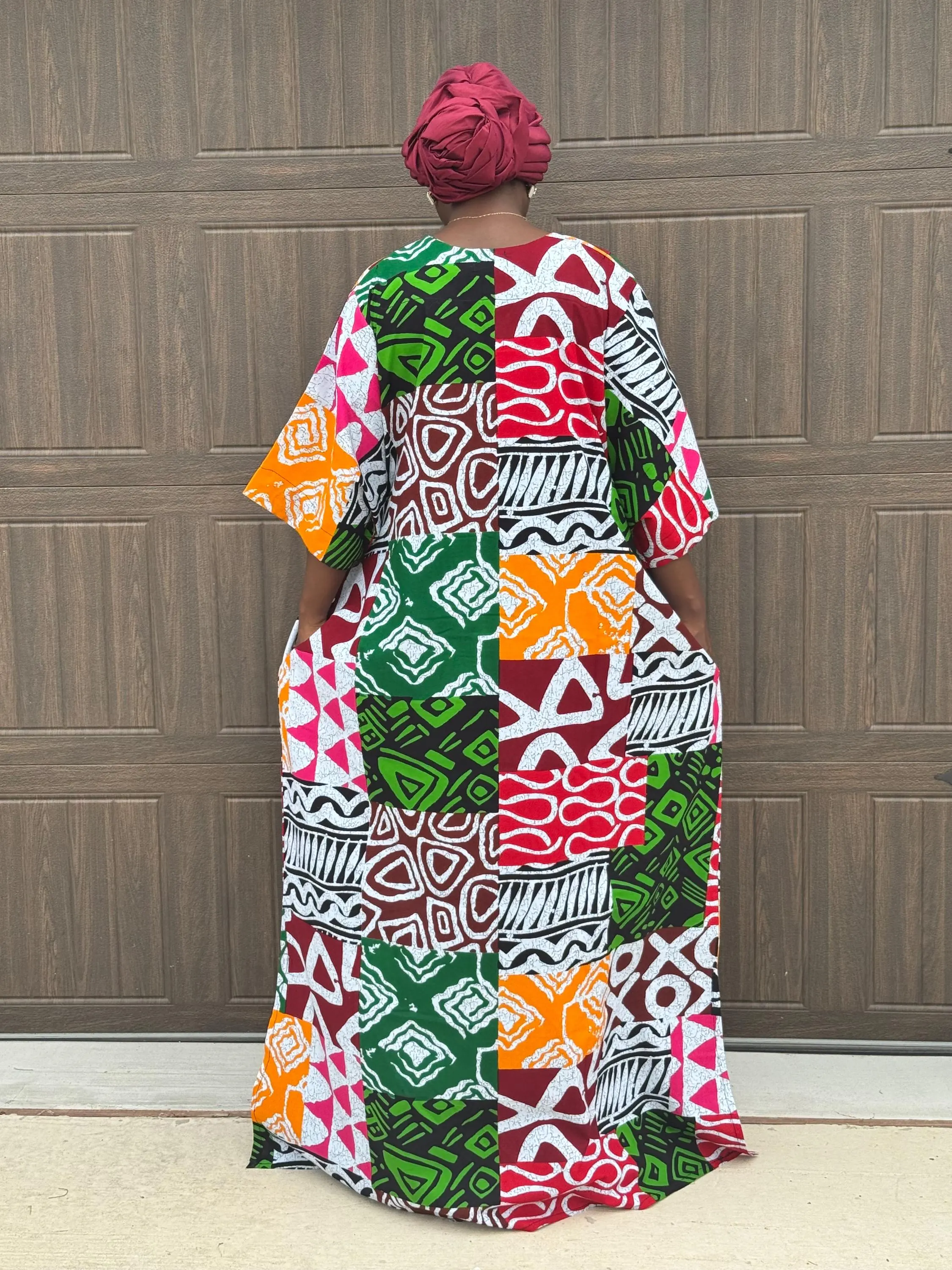 Handmade Ankara Bubu Dress | Aso Oke Accents, Modest Kaftan Gown - image 4
