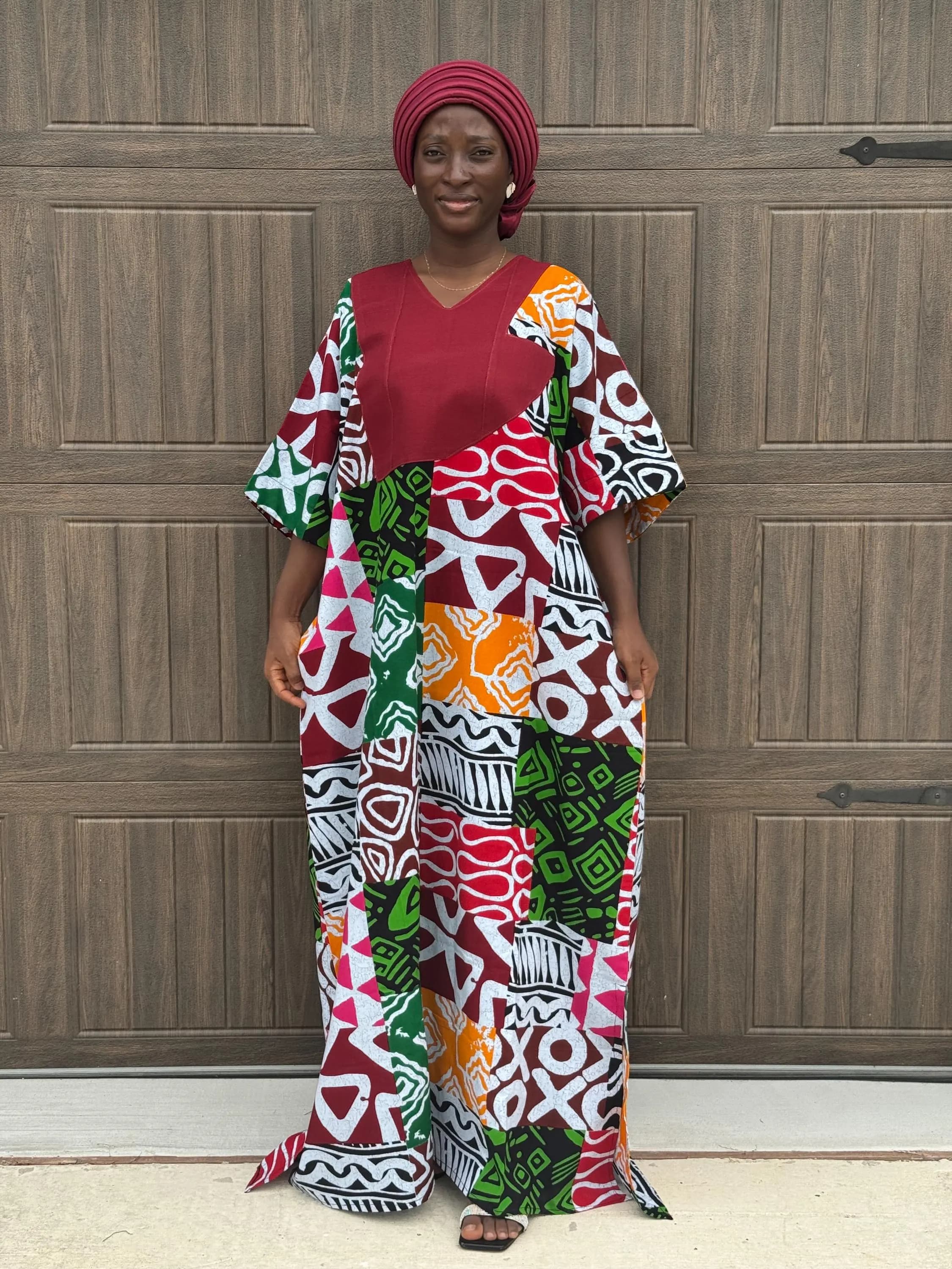 Handmade Ankara Bubu Dress | Aso Oke Accents, Modest Kaftan Gown - image 3