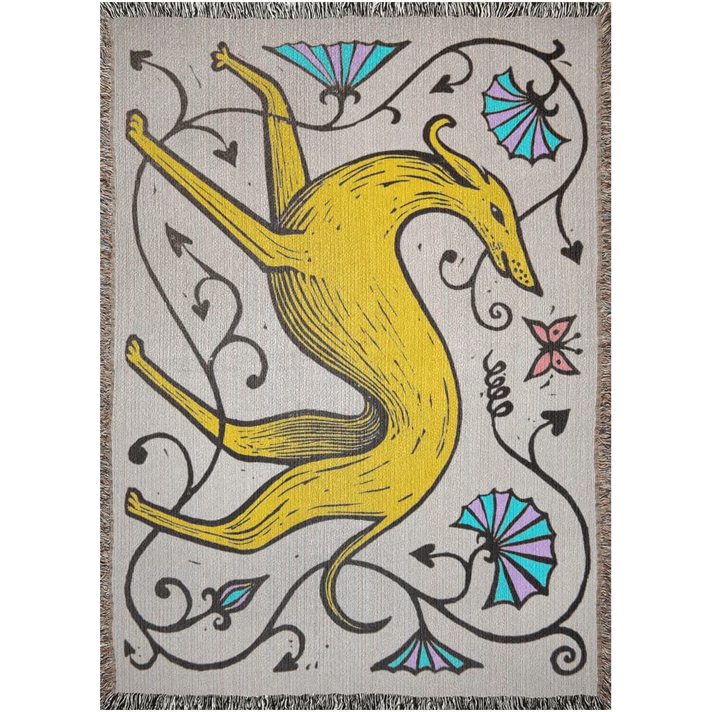 Throw Blanket, Greyhound Woven Blanket, Art Nouveau, Art Deco, Dog Victorian