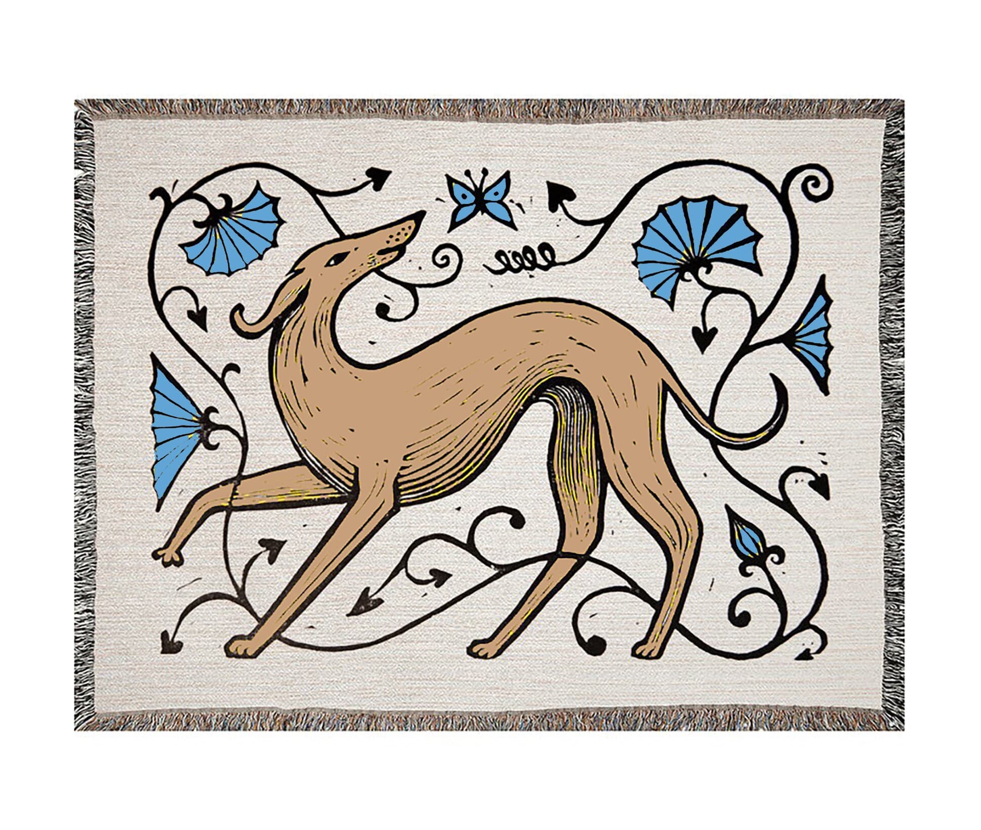 Throw Blanket, Greyhound Woven Blanket, Art Nouveau, Art Deco, Dog Victorian - image 5