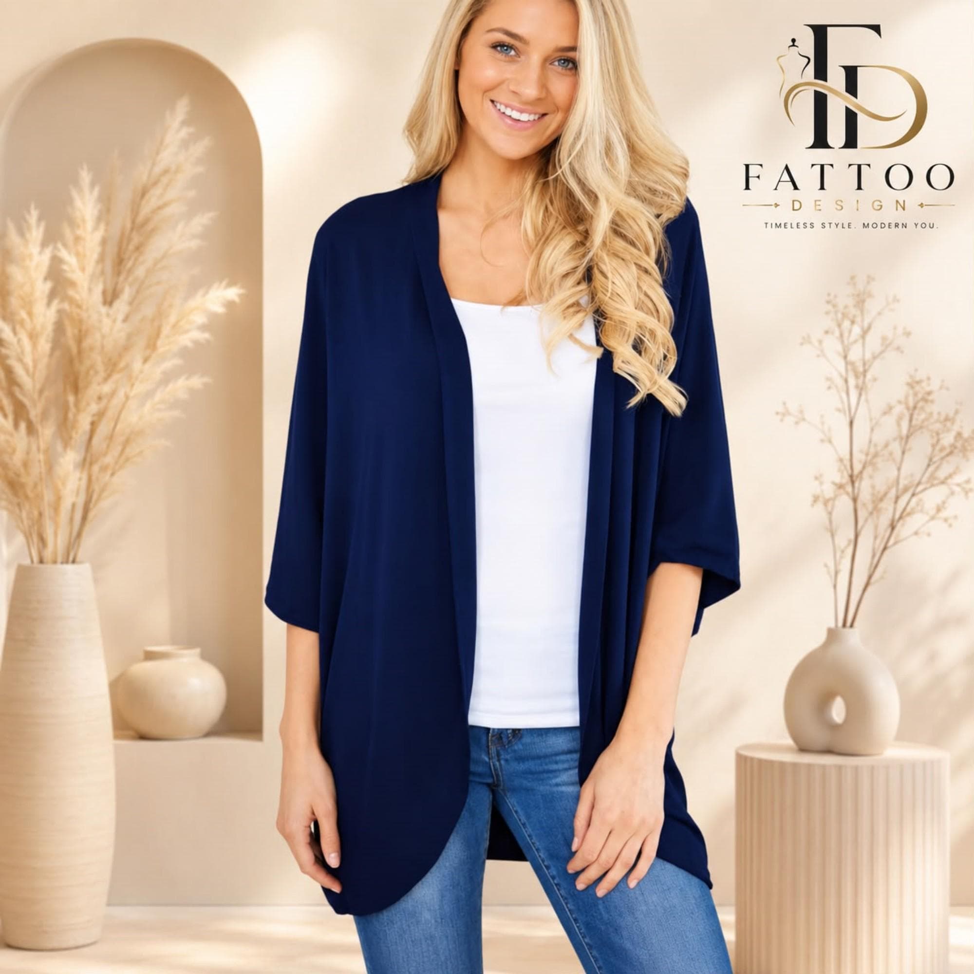Lightweight Chiffon Kimono Cardigan, Open Front Boho Cover Up - image 3