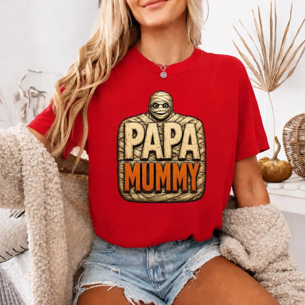 Papa Mummy PNG: Funny Halloween Mummy Dad Quote png Spooky Family Humor Vintage Design