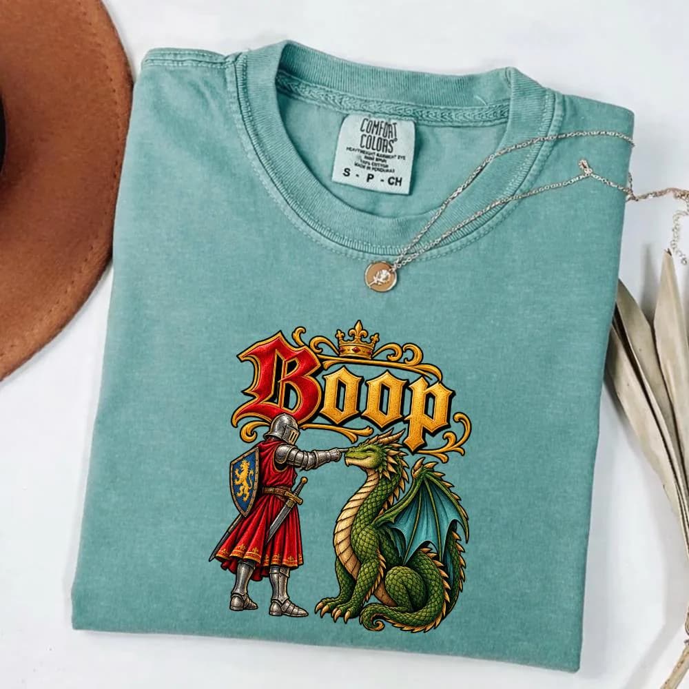 Boop Dragon Shirt, Cute Medieval Dragon Gift, Fantasy Knight Graphic Tee, Dragon Lover Gift, Fantasy Gamer Shirt