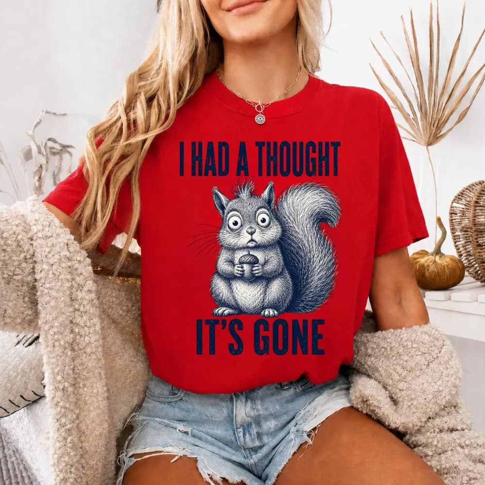 I Had A Thought It's Gone PNG: Funny Squirrel Mental Fog Humor png Cute Woodland Animal Clipart