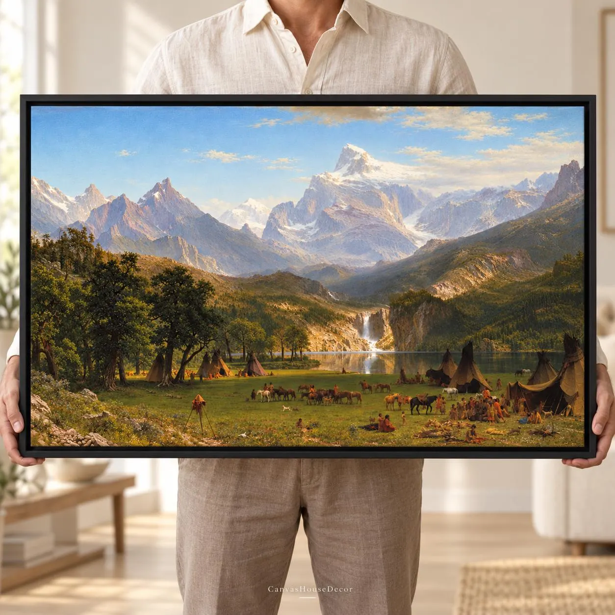Albert Bierstadt The Rocky Mountains Lander’s Peak Canvas Wall Art-Vintage Mountain Landscape-Western Framed Canvas Print - image 3