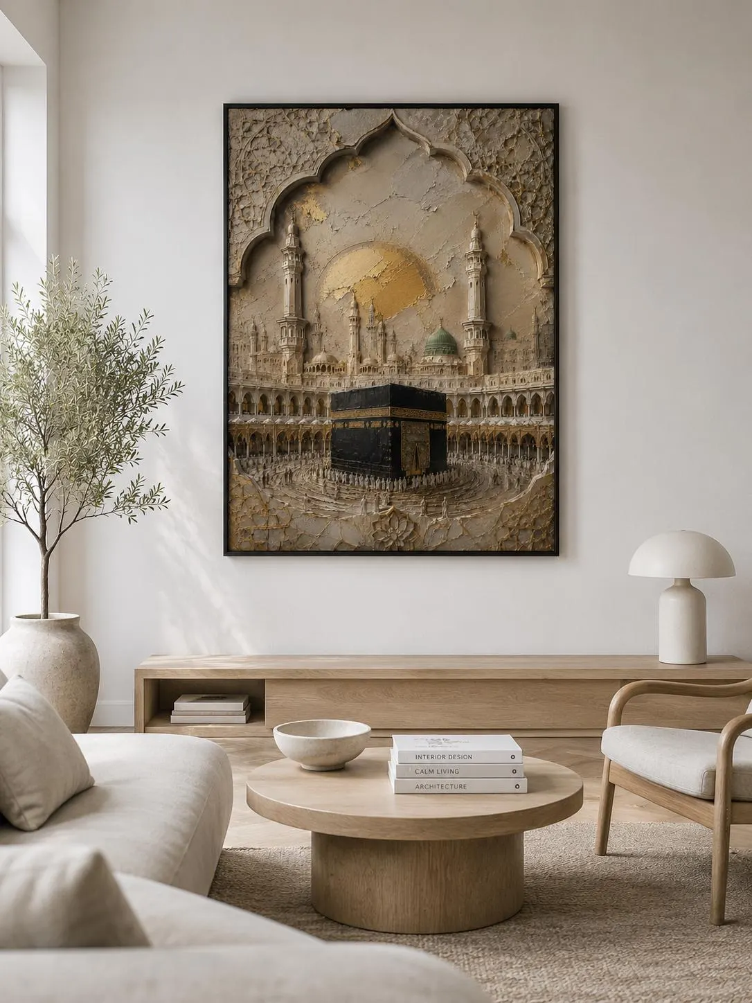 Kaaba Canvas Wall Art-Islamic Luxury Decor-Mecca Stretched Print-Luxury Mosque Artwork-Muslim Home Decor-Framed Islamic Canvas - image 3