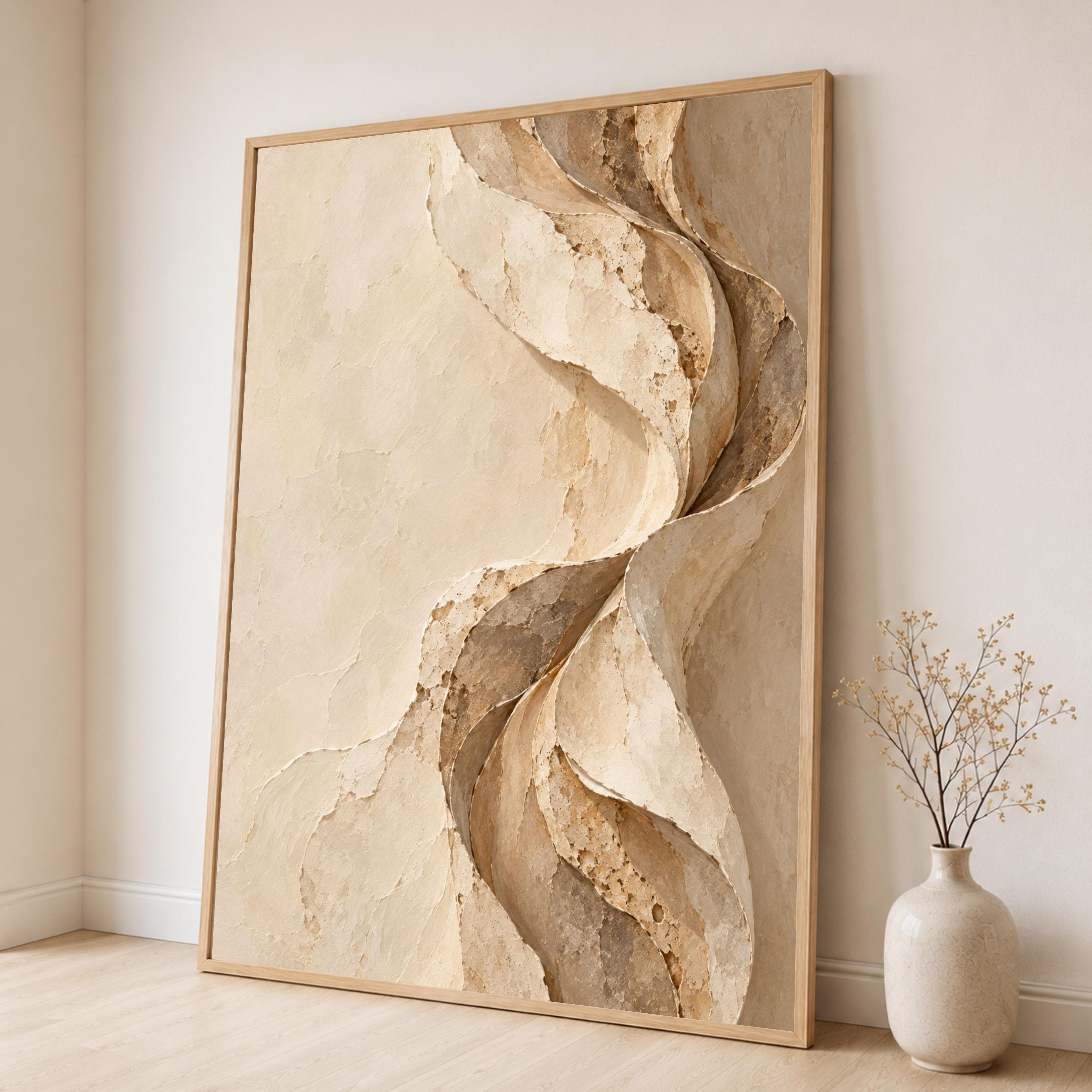 Elegant Neutral Canvas Print, Abstract Wall Art with Organic Shapes, Modern Decor for Living Room or Office, Minimalist Style